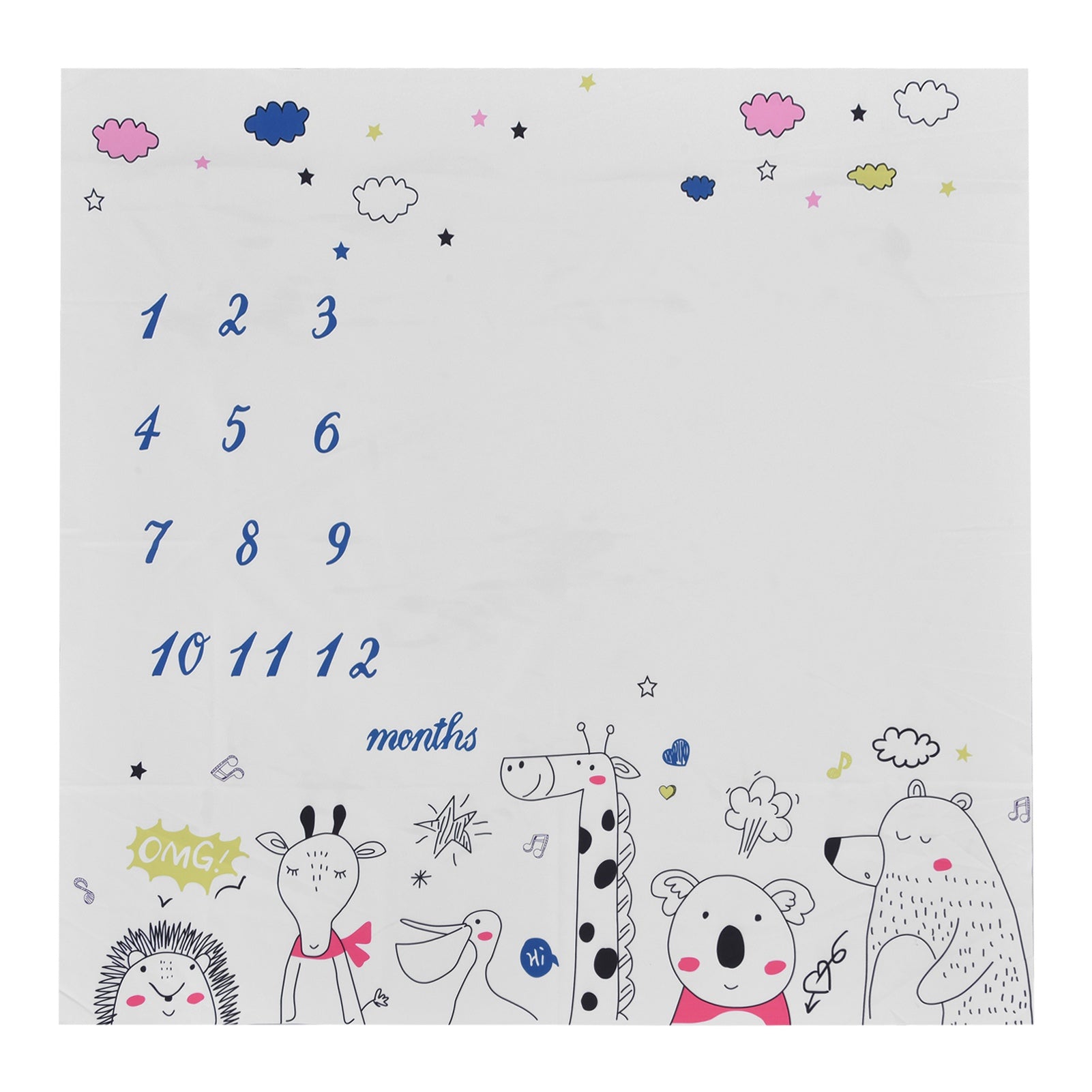 Baby Monthly Cloth Cute Animal Pattern Photography Props Background Cloth for Newborn Baby Photoshoot Prop