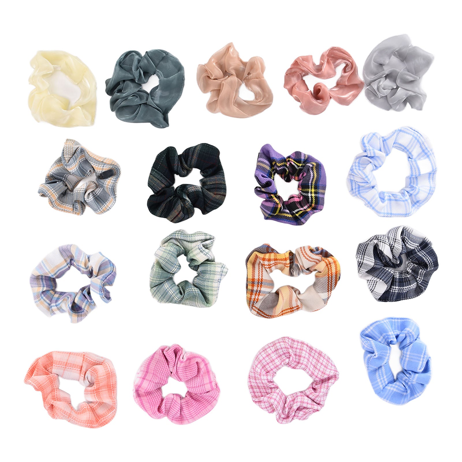 17pcs Hair Srunchies Elastic Colorful Soft Cloth Large Hair Bands Hair Accessories for Girl Women