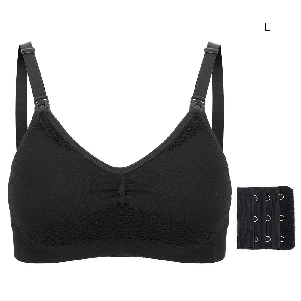 Seamless Hand Free Breastfeeding Underwear Thin Cup Wireless Bra for Breast  Pump(Black L)