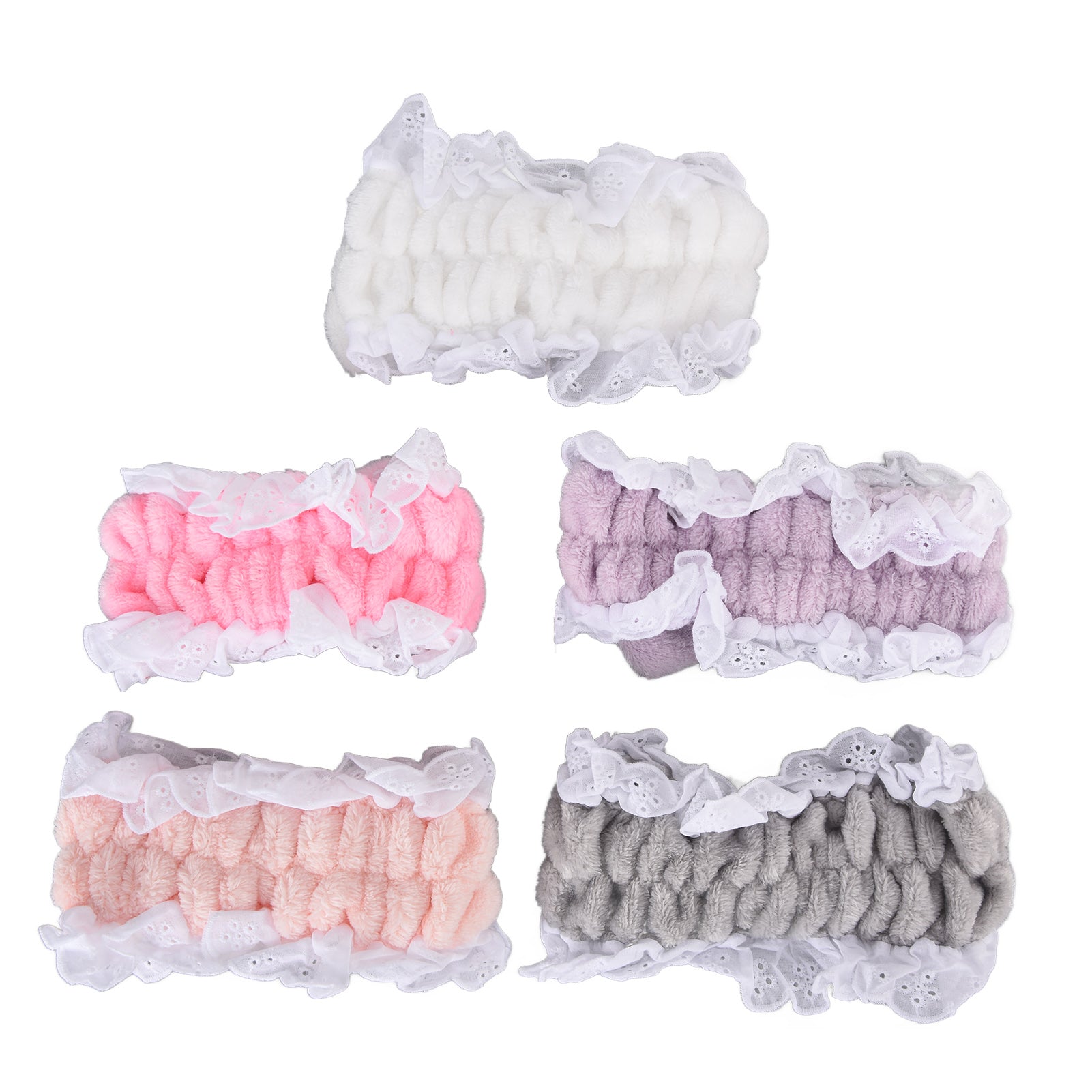 5pcs Makeup Headband Bowknot Face Wash Shower Facial Headbands Bow Head Wraps for Washing Face SPA