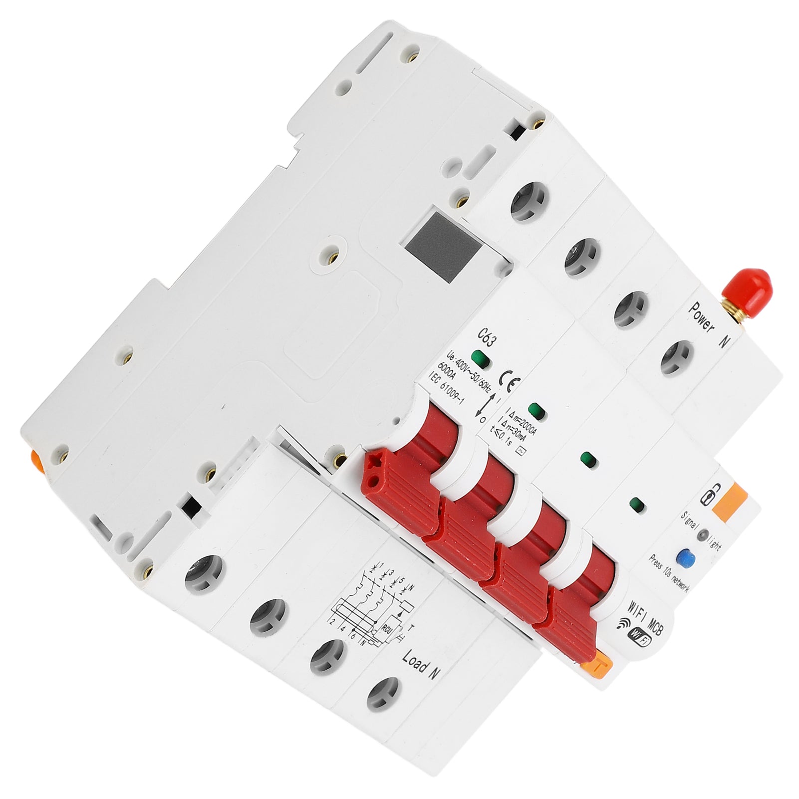 WiFi Circuit Breaker Leakage Protection Remote Control DIN Rail Circuit Breaker AC400V 63A 4P