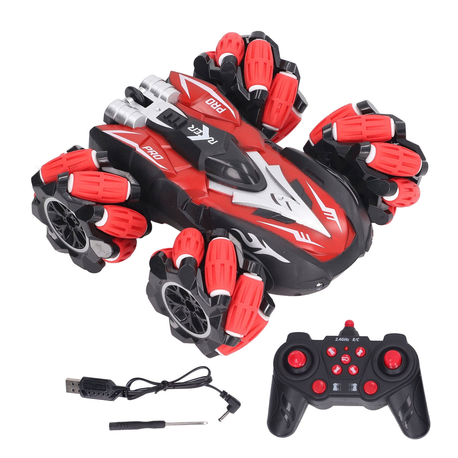 2.4G Remote Control Car Rechargeable 360 Degree Rotation Stunt High Speed Drift RC Car for Over 6 Years Old Boys Girls Red