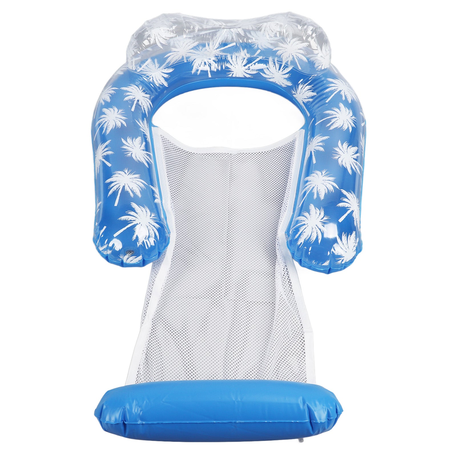 PVC Mesh Float Lounge Chair Adult Kid Blue Pool Inflatable Recliner Chair with Round Tube Leg Rest