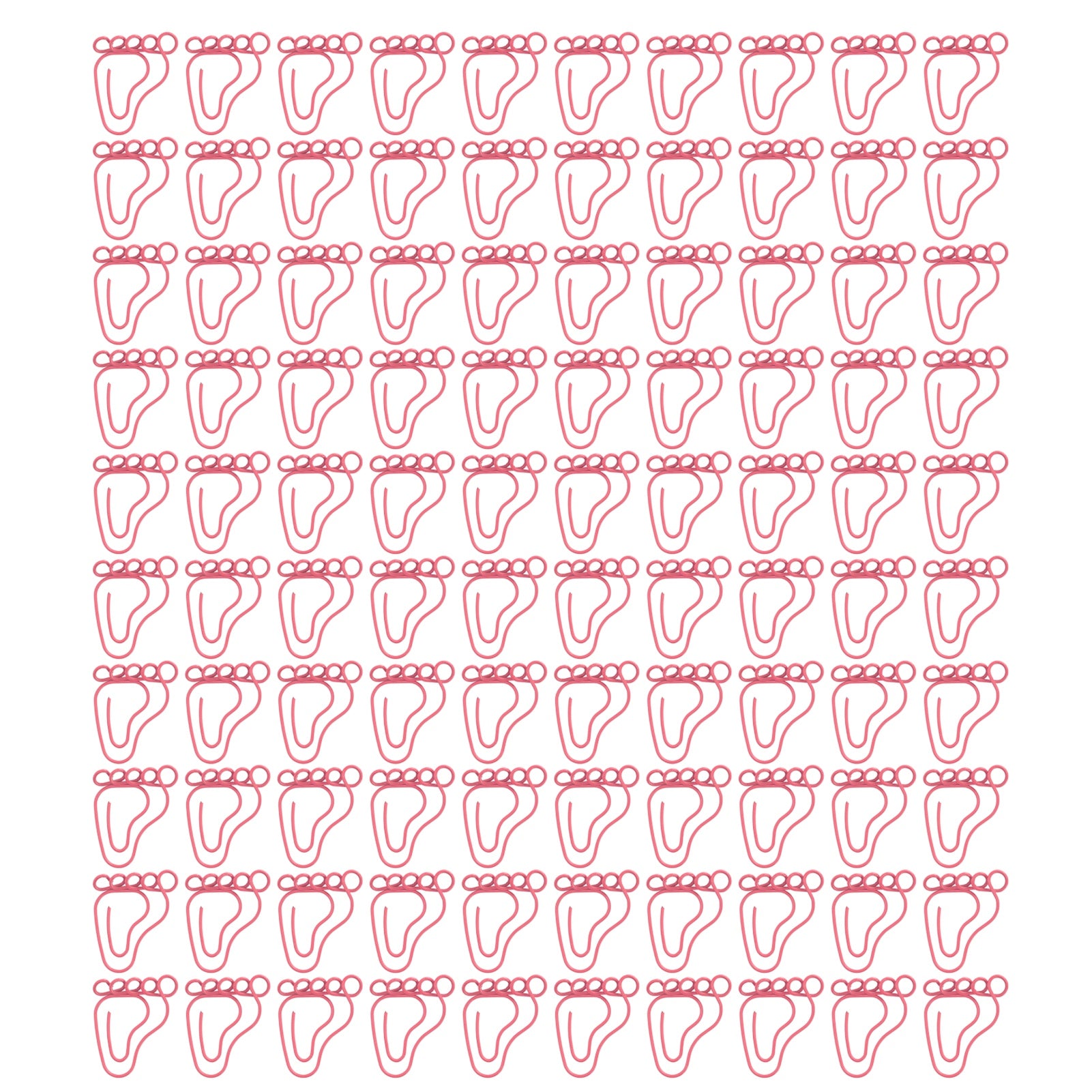 100pcs Paper Clip Foot Shape Cute Anti Slip Portable Paperclip for Bookmark Office Document File Pink