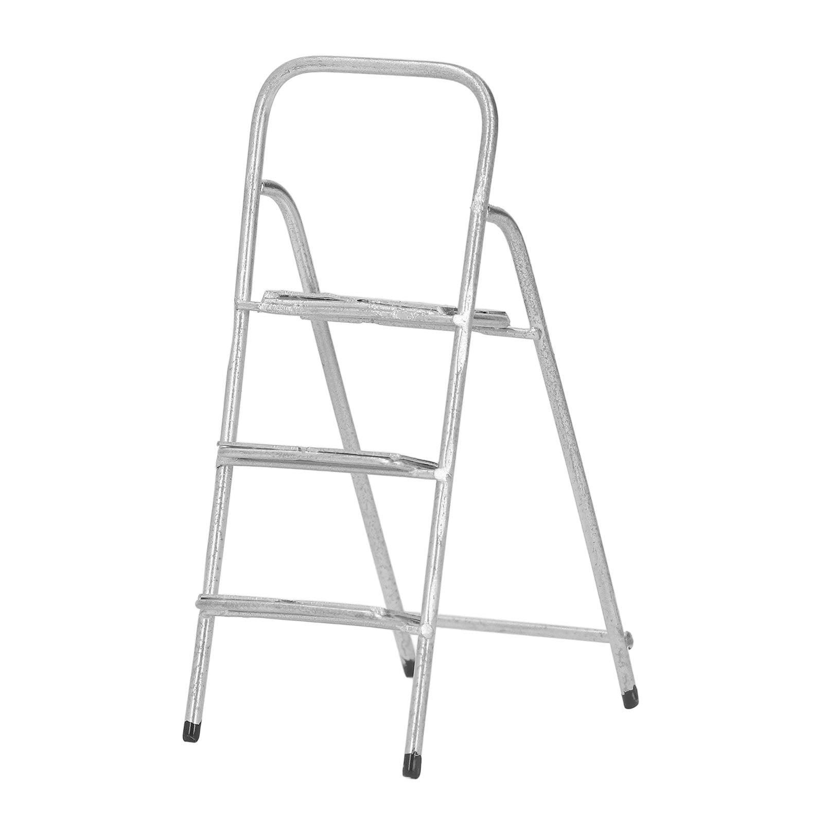 1/12 Miniature Step Ladder Metal Delicate Texture Mini 3 Step Ladder for Dollhouse Furniture Accessories Silver