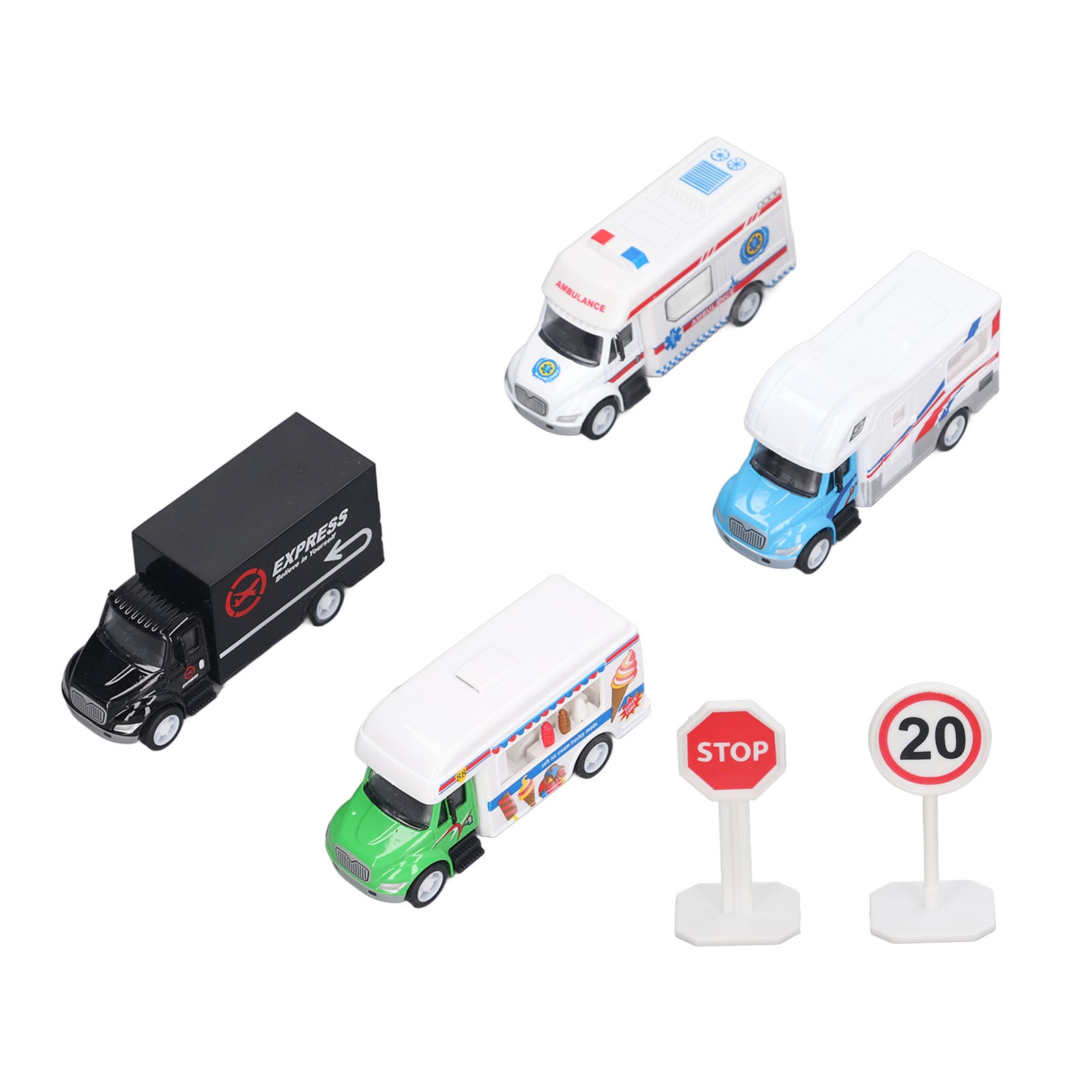 4pcs Pullback Car Model Set Alloy Cars Toy Play Set City Series Opened Doors Truck Model Toy Type C