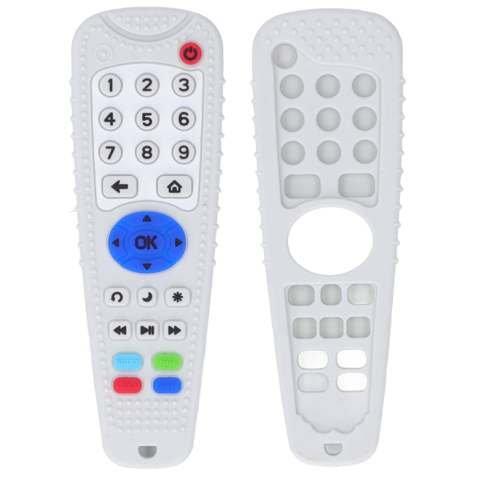 Baby Teether Simulation Remote Control Shaped Various Button Soft Silicone Teething Toy Beige