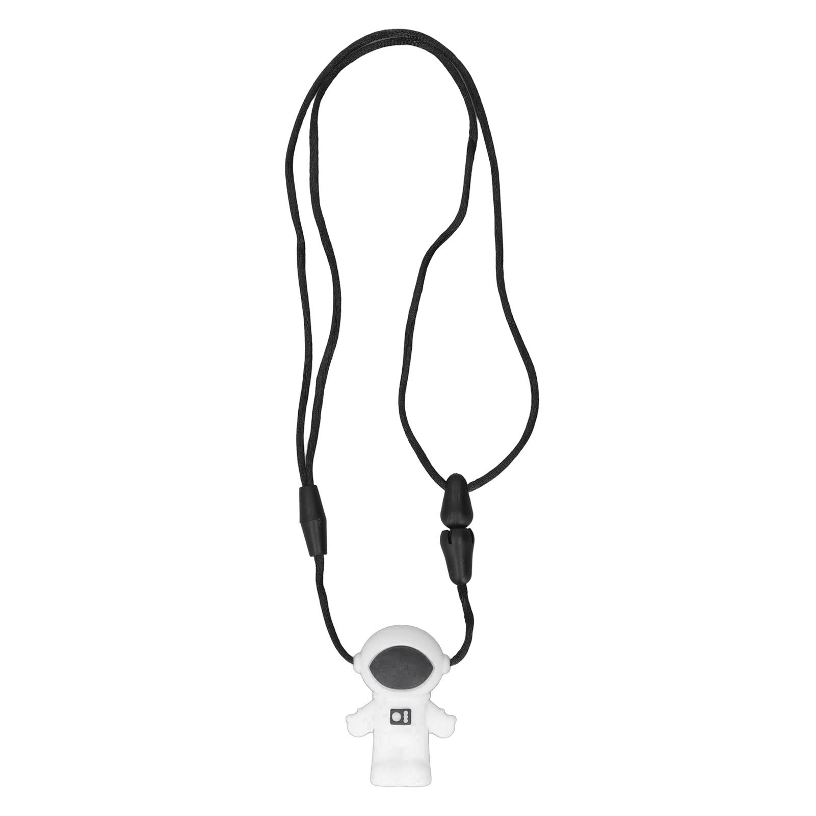 Baby Teething Pendant Silicone Spaceman Shape Baby Chew Necklace for Infants Toddlers Light Gray