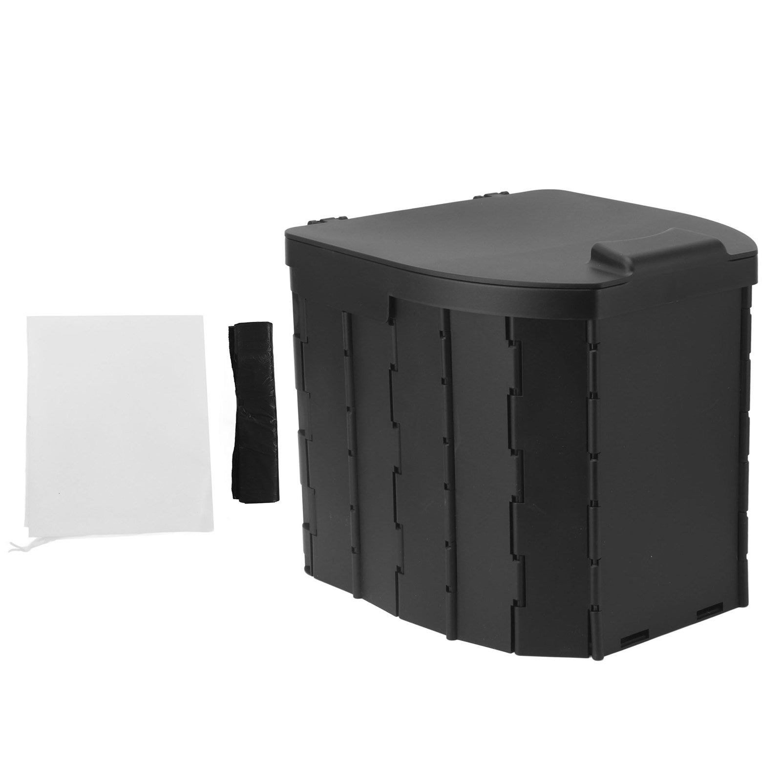Foldable Toilet Seat Garbage Bag Excellent Bearing Capacity Travel Portable Potty with Lid for Kids Adults Black