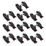 10 Pairs Safety Work Gloves PU Coated Static Proof Nylon General Black with Red Edge 9(L)