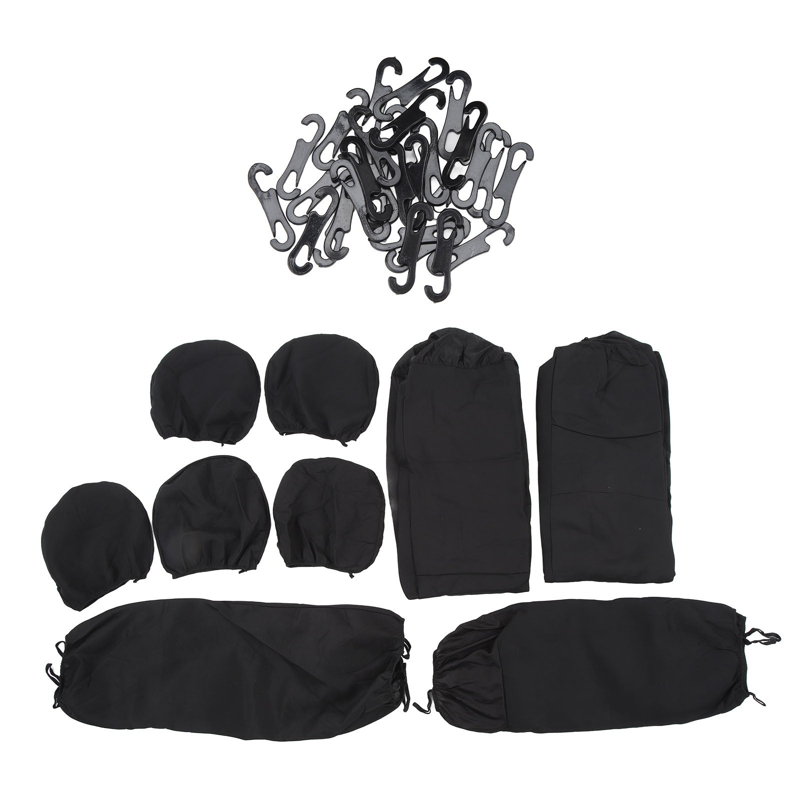 Car Seat Covers Full Set Breathable and Soft Cloth Seat Cover Universal Fit for Cars Black