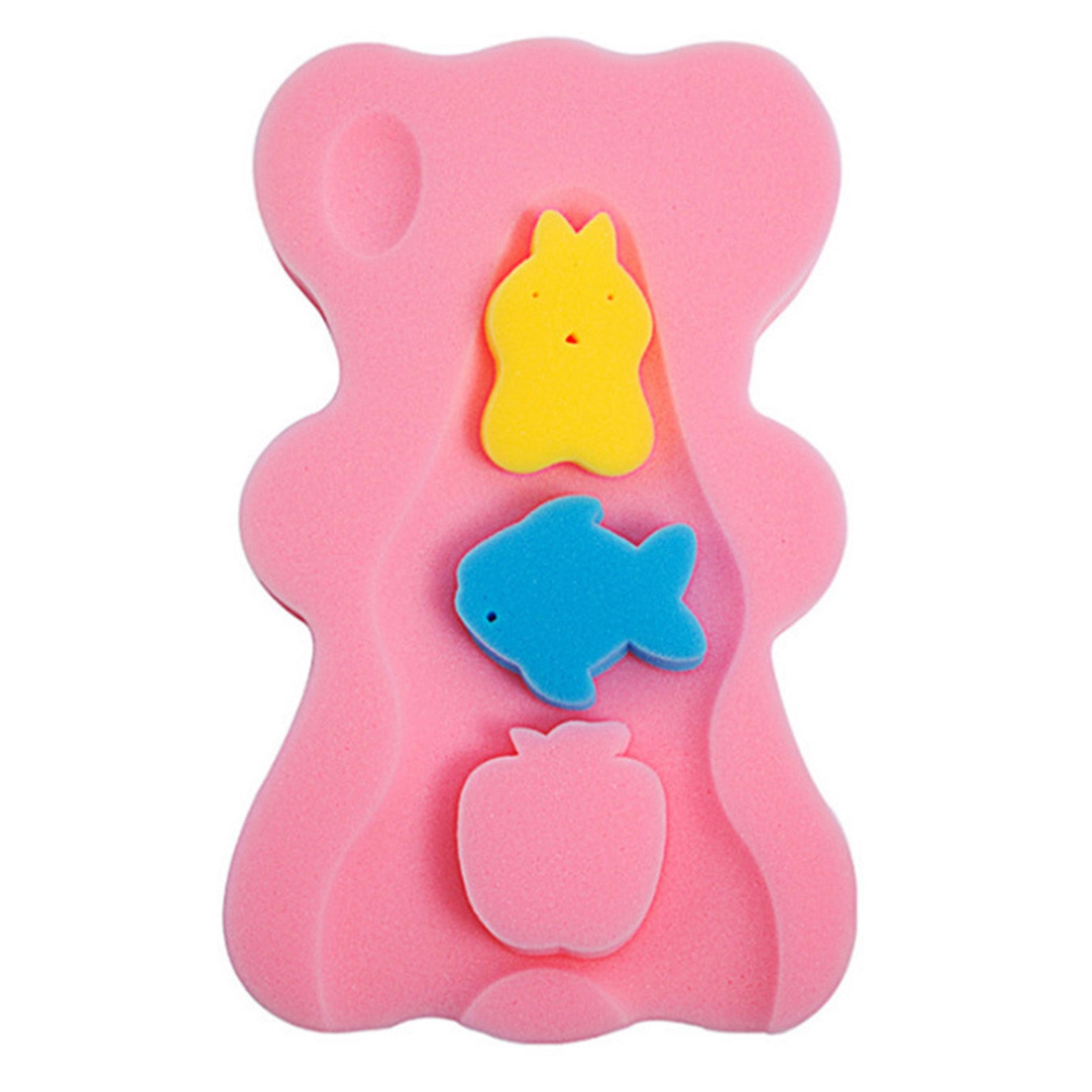 1.8in Thickness Baby Bath Sponge Mat Rubbing Skid Proof Soft Cartoon Shape Thicken Baby Bathing Sponge for Washroom Pink