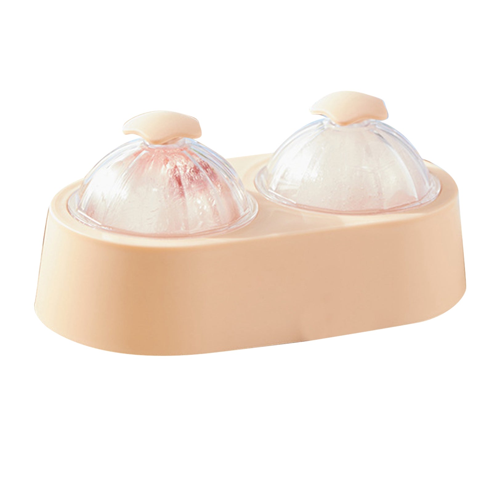 Dual Ice Ball Mold Round Ice Tray Ice Cube Mold Tray with Lid Cover for Kitchen Home Cocktail Coffee Whiskey Sakura Pink