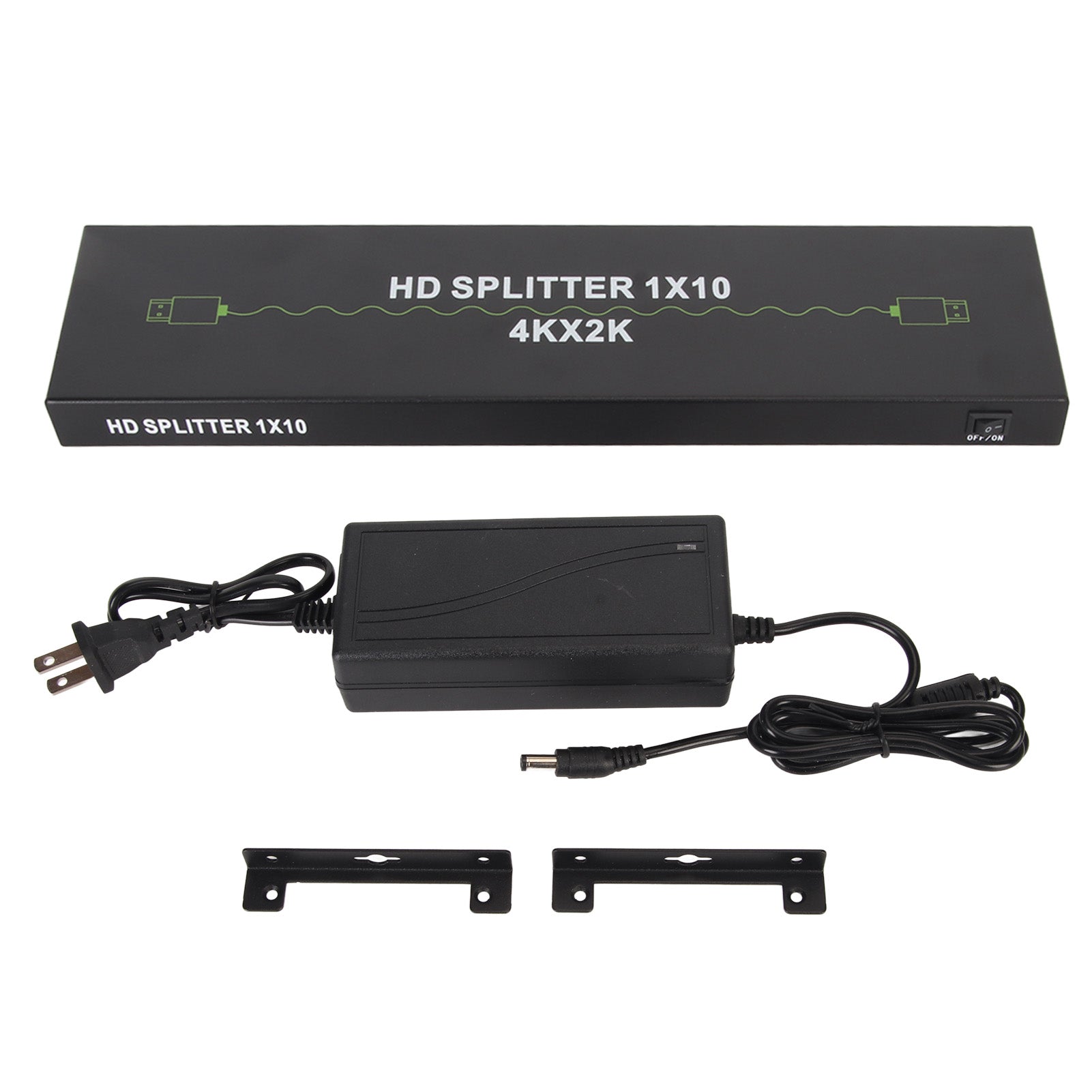 1 in 10 Out HD Multimedia Interface Splitter Support 4K 30Hz 3D Sound Video Sync 10 Way HD Video Splitter 100‑240V US Plug