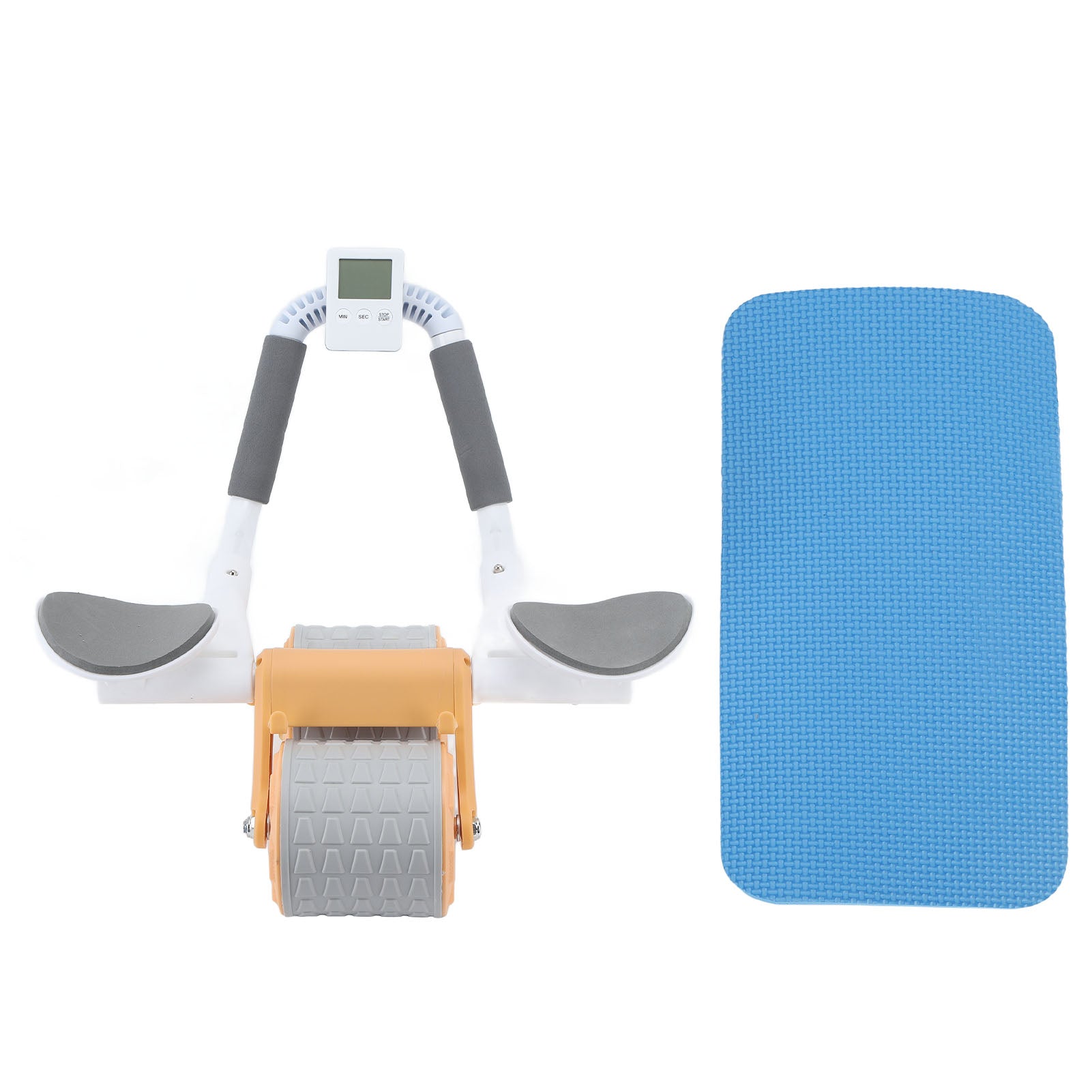 Timer Rebound Ab Wheel Strengthening Core Muscles Abdominal Core Equipment Roller with Timer for Home Orange