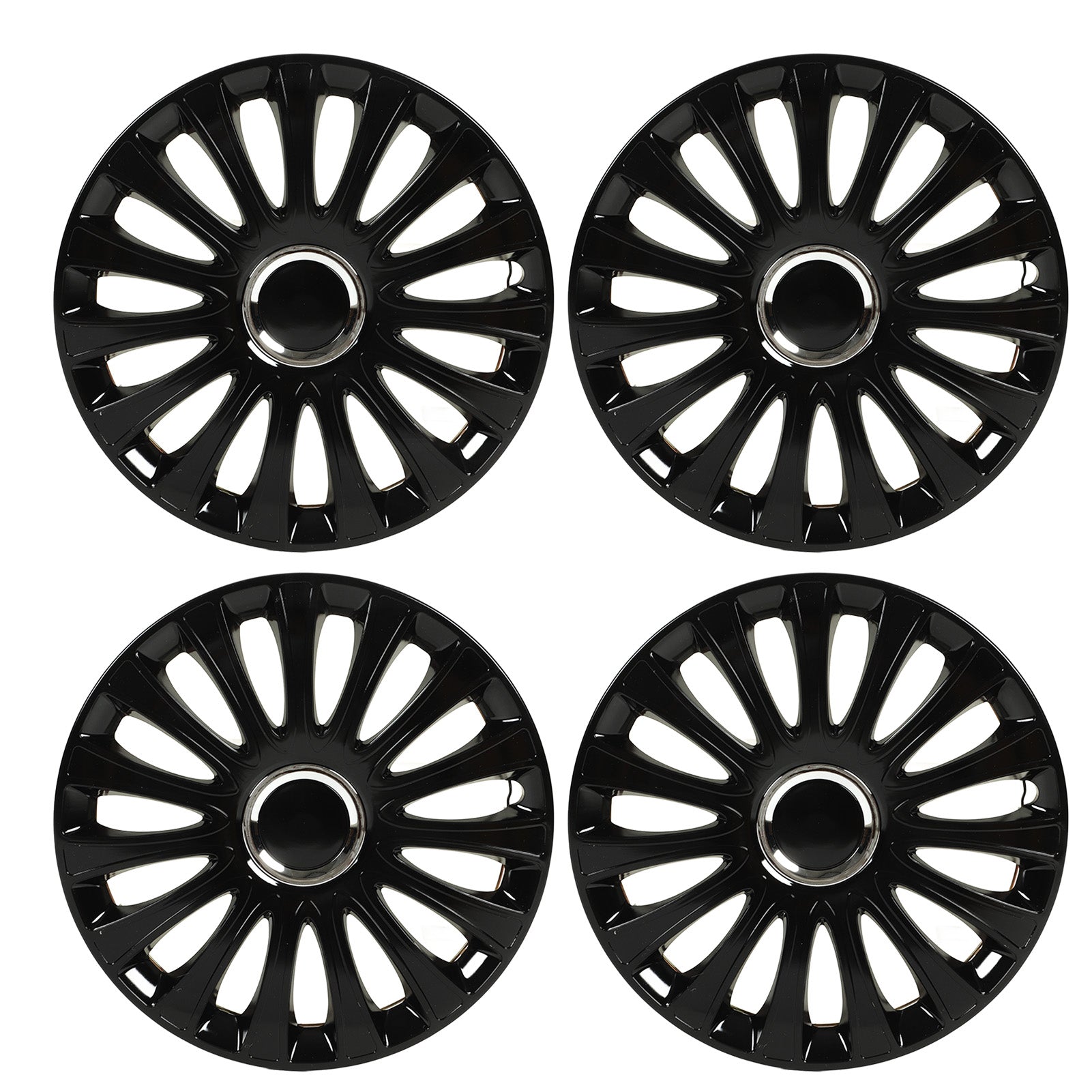 4PCS 16in Wheel Hub Cap Bright Black Wheel Rim Protector Universal Replacement For Seat Leon