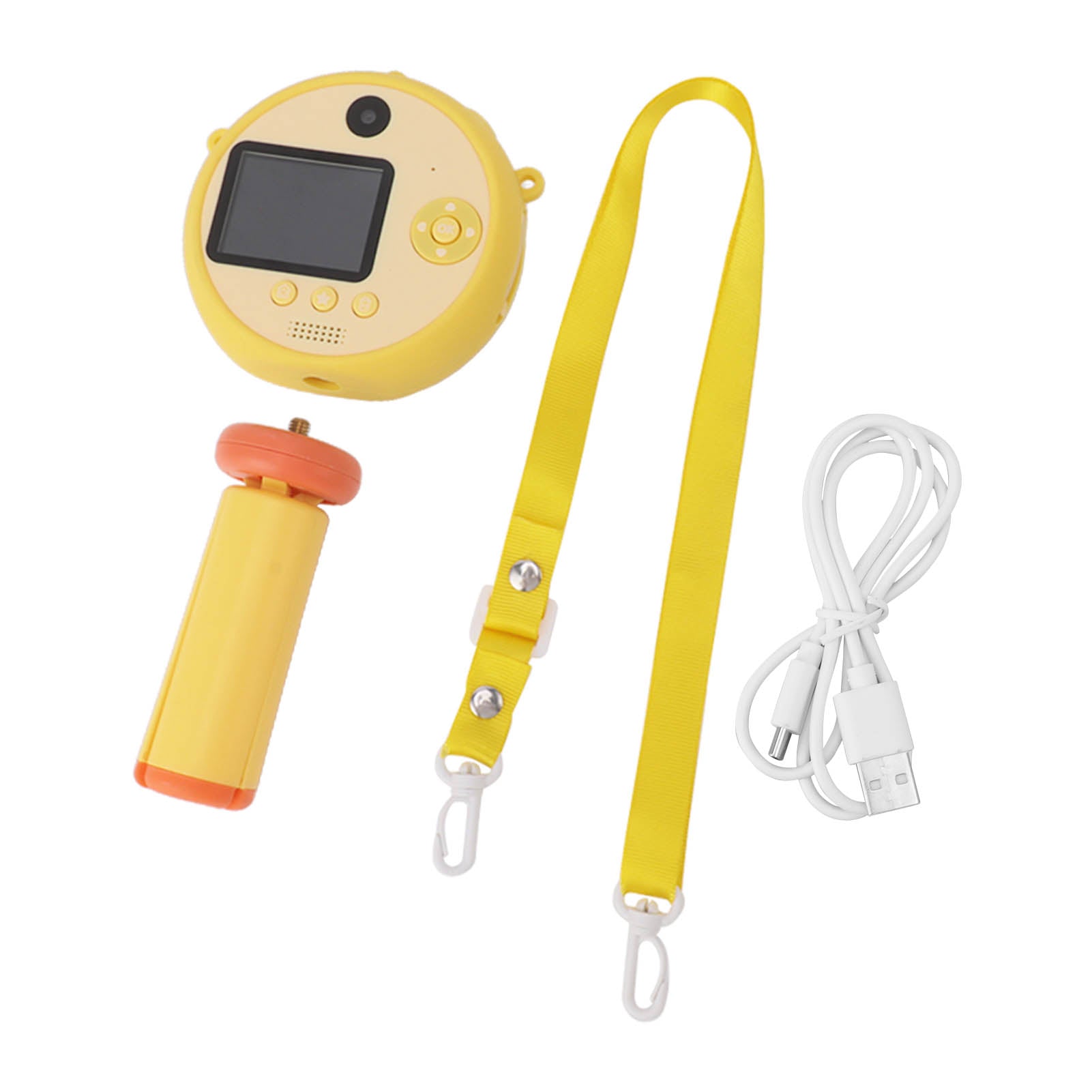 Lollipop Kids Selfie Camera With Stand 48MP 2.0in HD Children Digital Video Camera Game Music Toy for 3‑12 Years Old Boys Girls Yellow