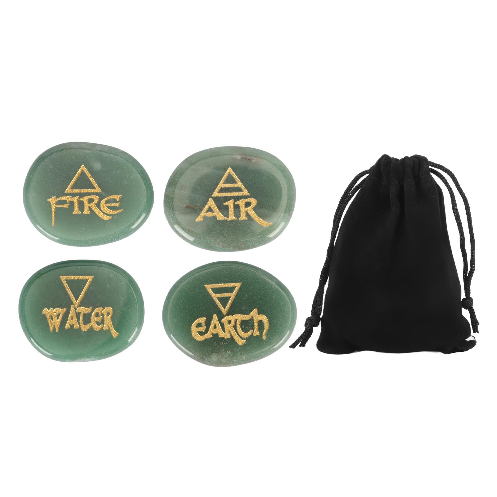 Crystal Runestone Oval Hand Engraving Portable Exquisite Agate Crystal Runes for Travel Green