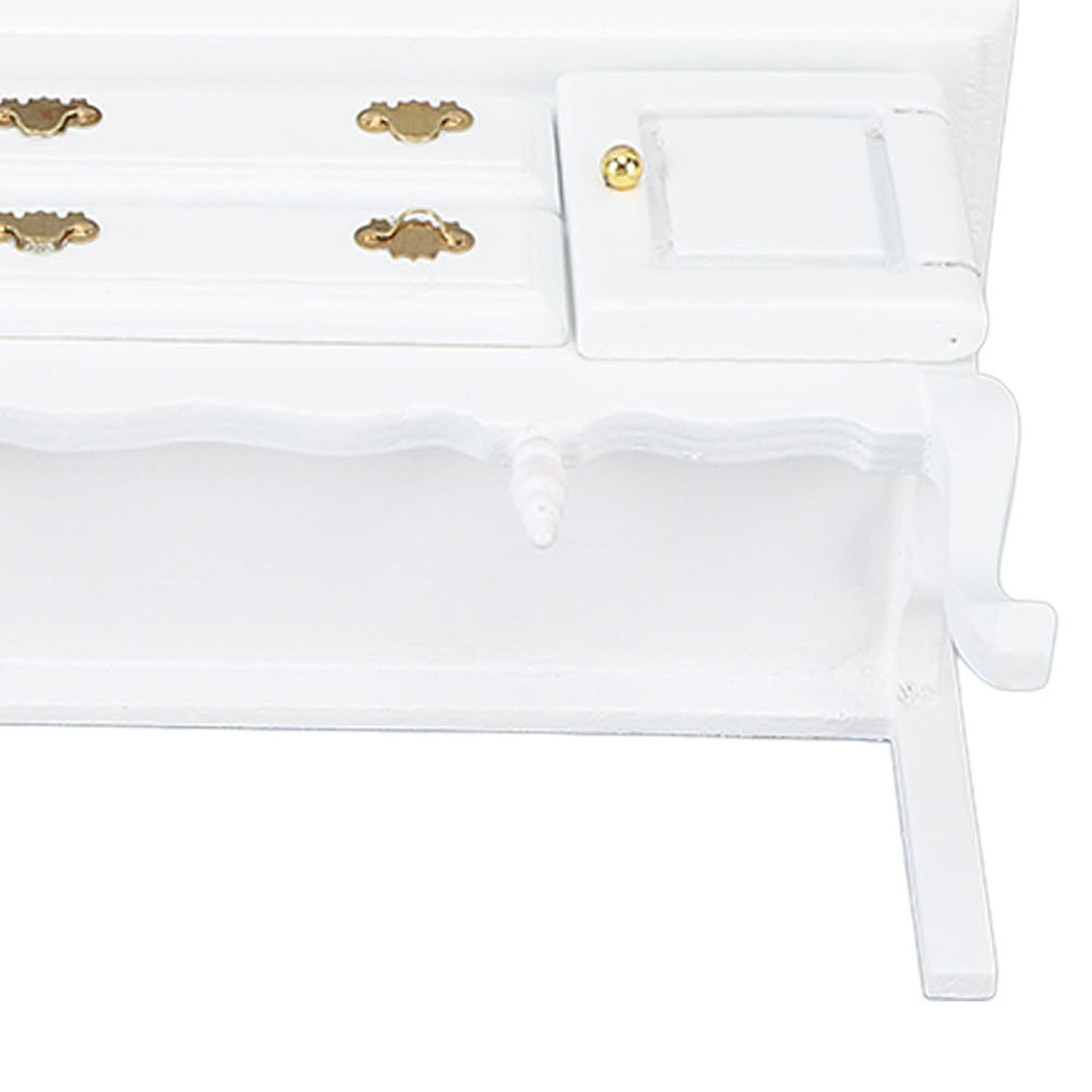 Miniature Cabinet Wooden 1/12 Scale Dollhouse Bookcase Cupboard with Openable Door Drawer for Room White