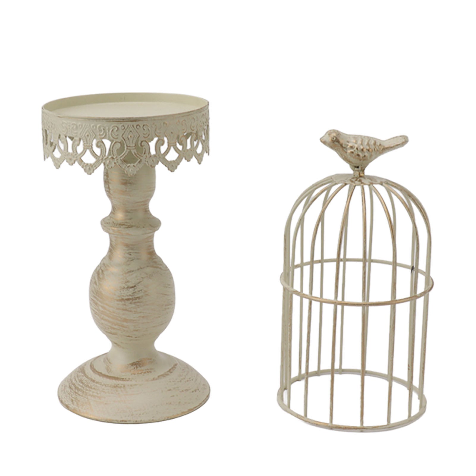 Birdcage Candle Holder Iron Vintage Detachable Stable Base Bird Cage Decor for Bedroom Restaurant L