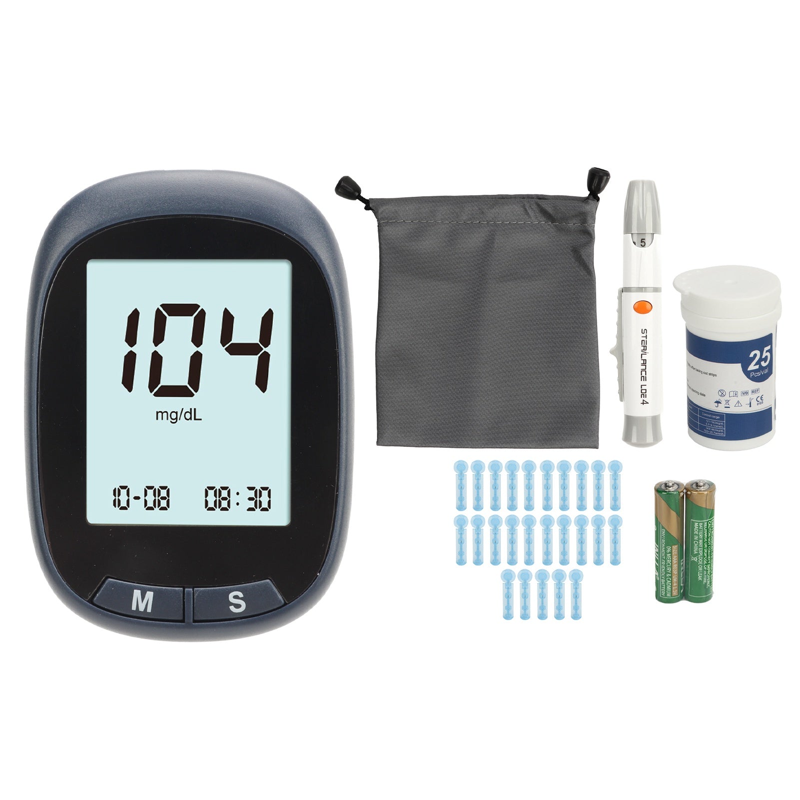 Blood Glucose Monitor Kit Lancing Pen 25 Test Strip Automatic Blood Sugar Test Kit for Pregnant Women