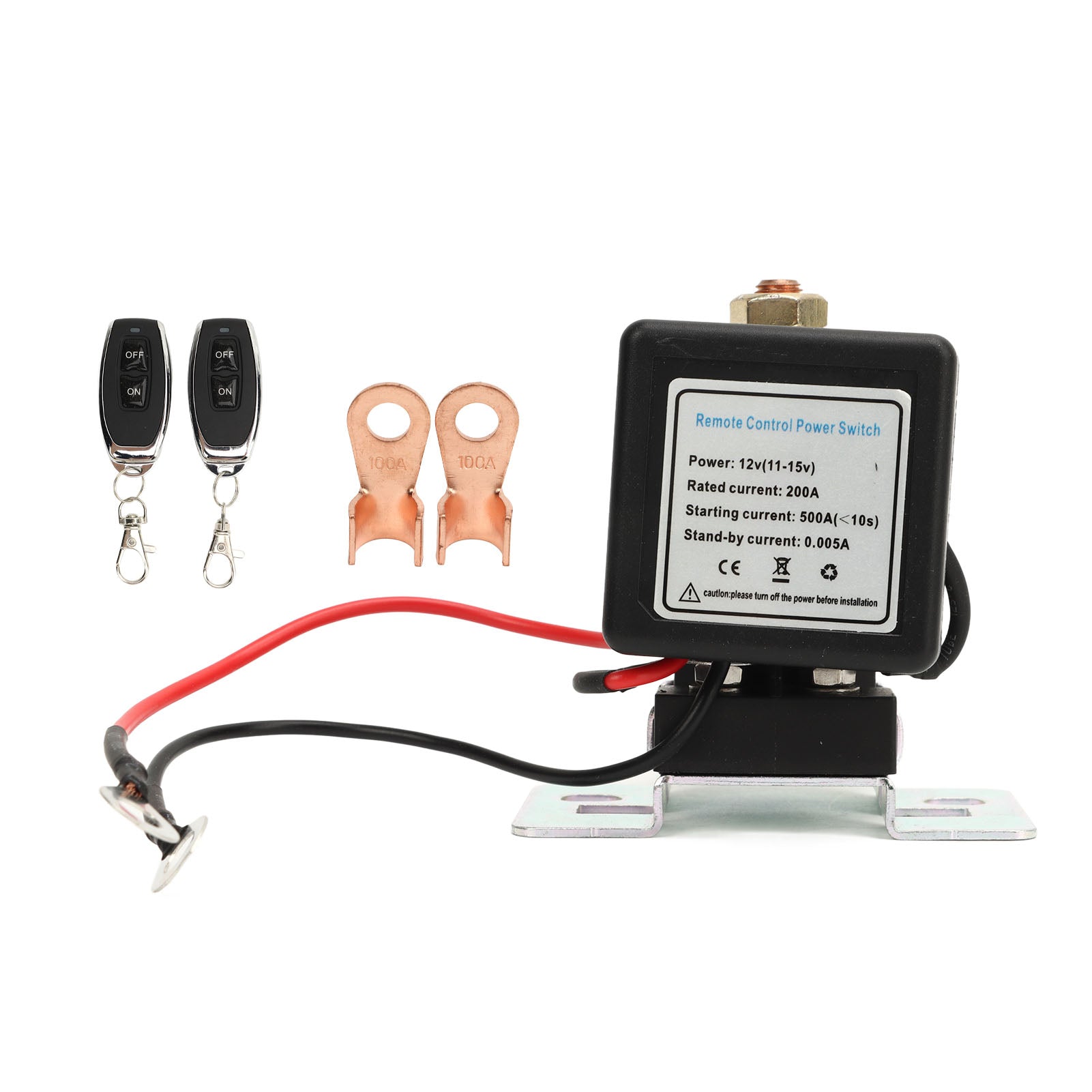 Car Battery Disconnect Switch High Current Master Battery Power Kill Disconnector Switch with 2 Remote Control 12V
