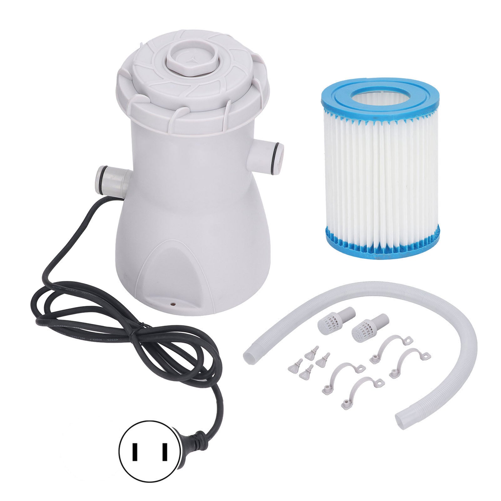 Pool Filter Pump 30W 800GAL Waterproof Low Noise Swimming Pool Cartridge Filter Pump US Plug 110‑120V