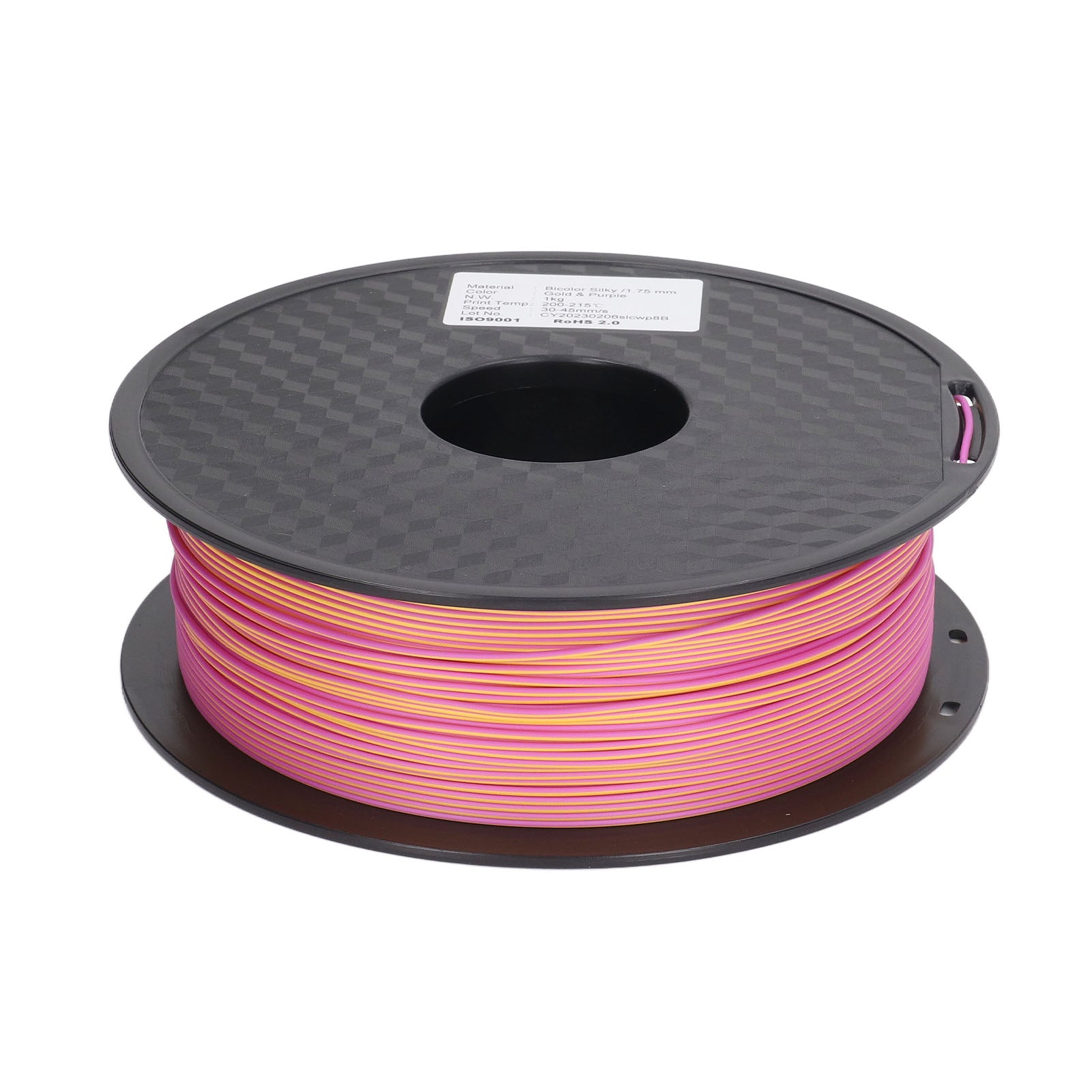 1.75mm Filament Gold Purple Dual Colors Extrusion PLA Filament 3D Printer Consumable 30‑45mm/s