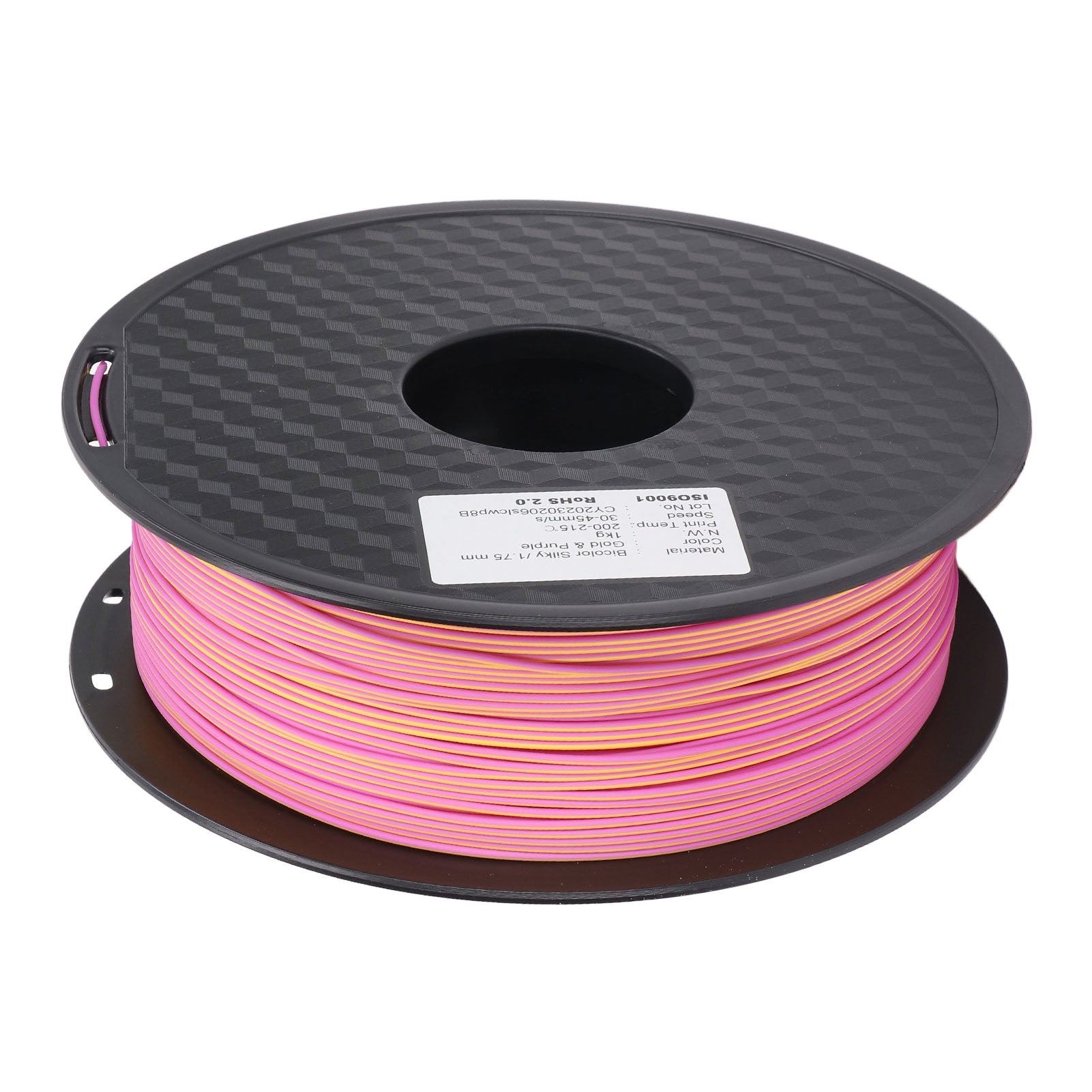 1.75mm Filament Gold Purple Dual Colors Extrusion PLA Filament 3D Printer Consumable 30‑45mm/s