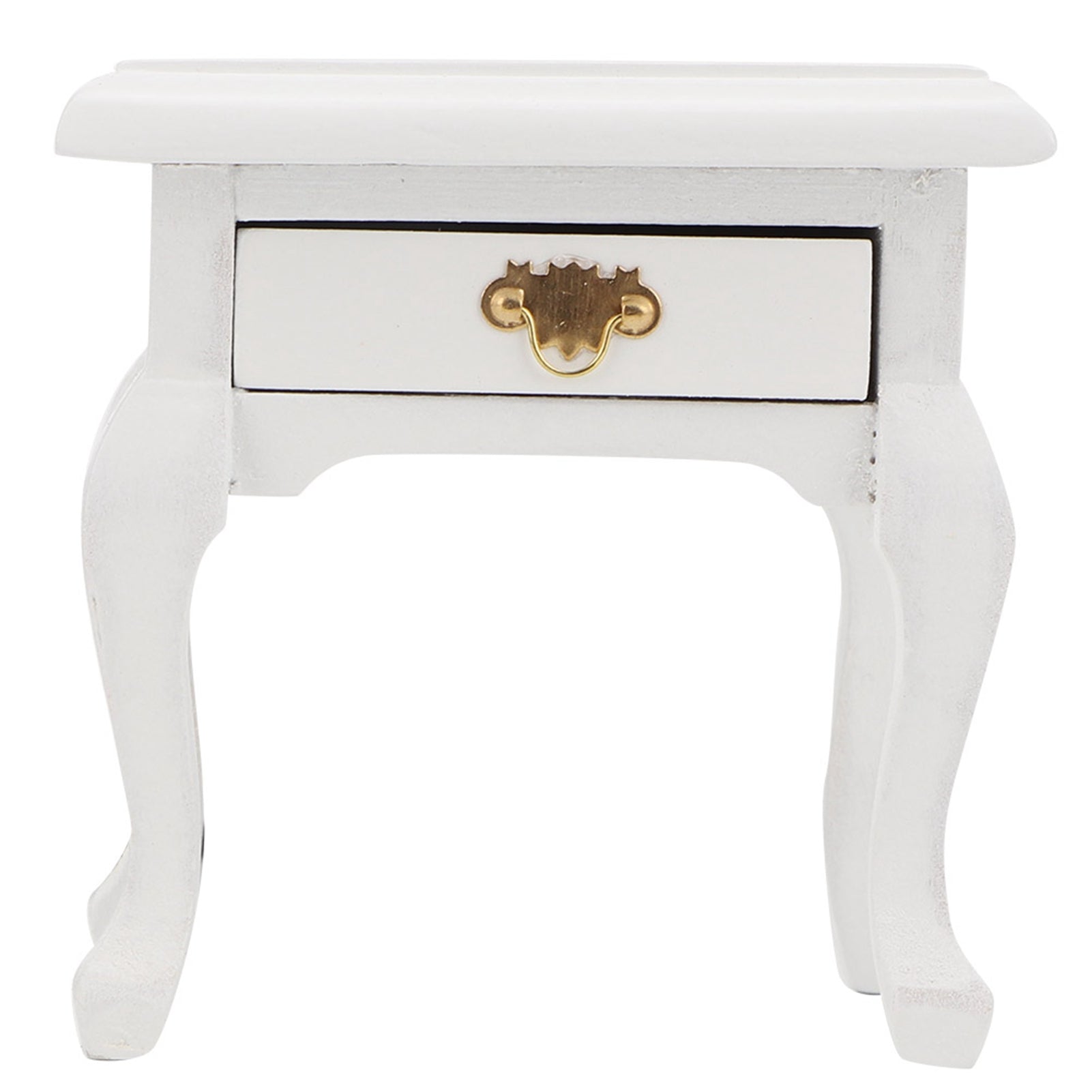 1/12 Doll House Wooden Furniture Miniature Vintage White Bedside Table Nightstand Model