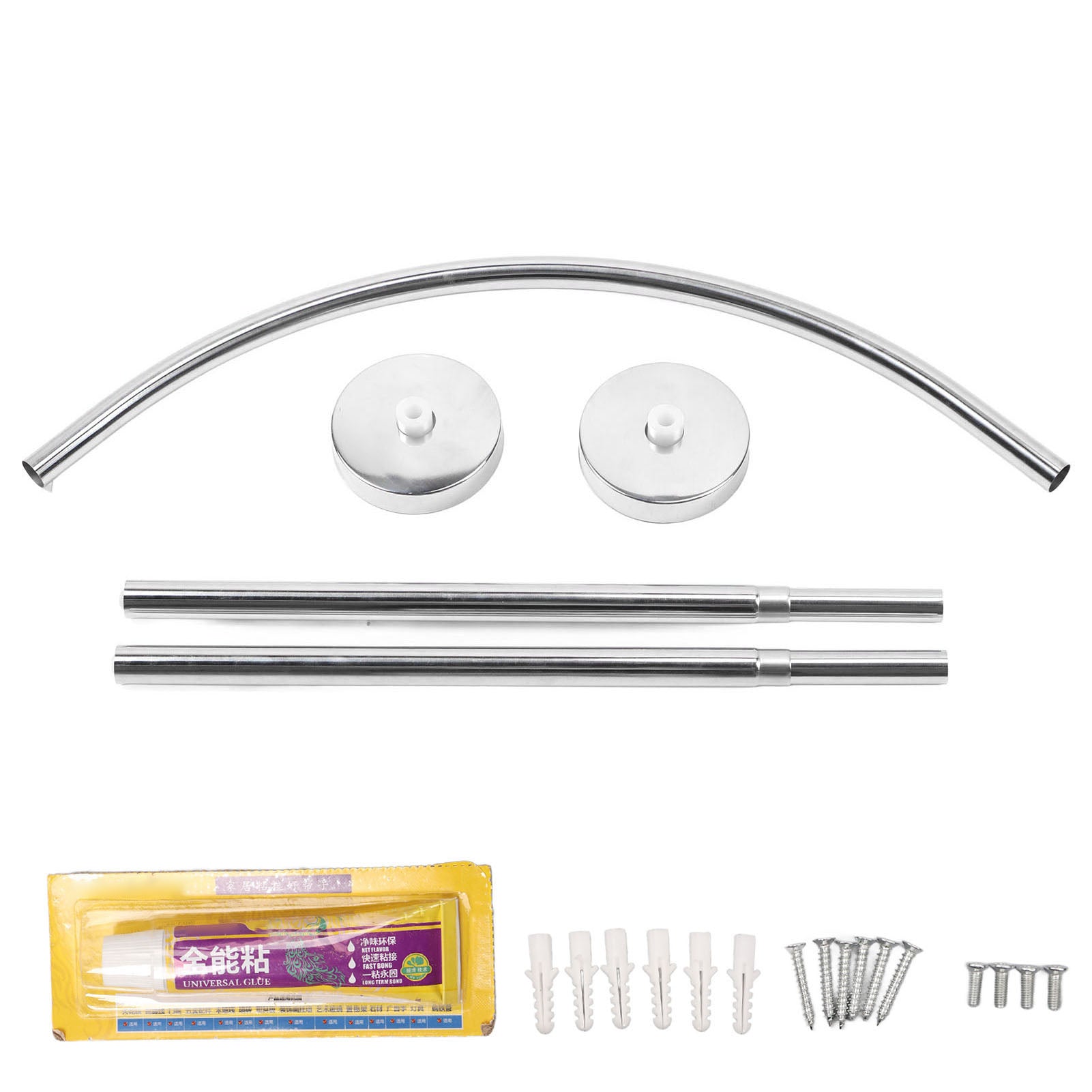 Shower Curtain Rod Stainless Steel Curved Shower Curtain Rod Punch Free for Bathtub Bathroom