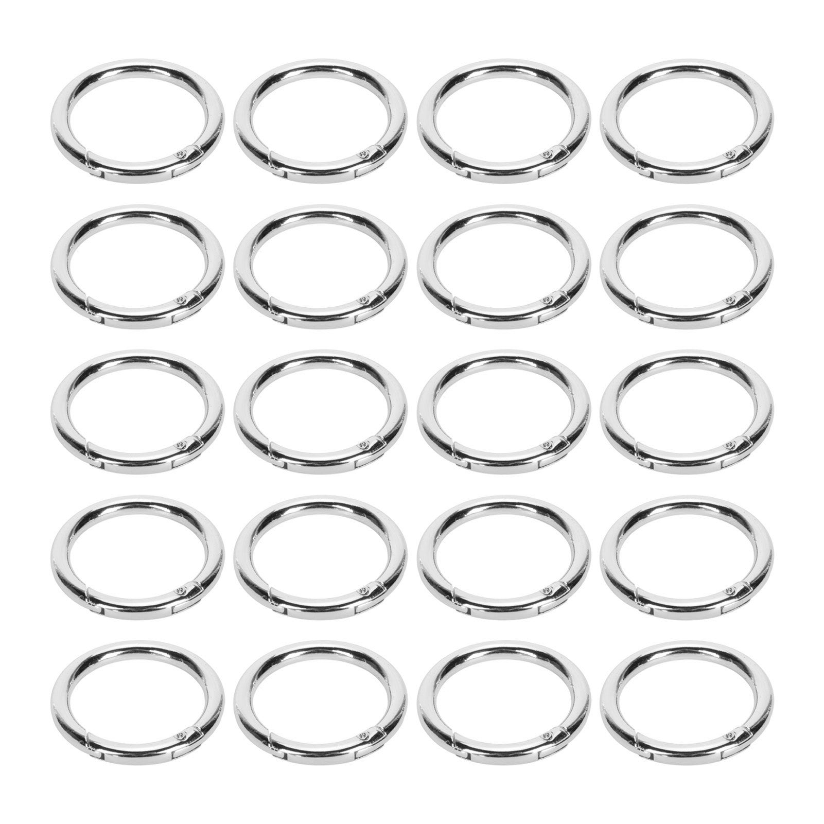 20Pcs Spring O Rings 1.61in Diameter 0.2in Thick Strong Copper Compact Spring Buckles for Keychain Necklace Jewelry DIY Silver Color