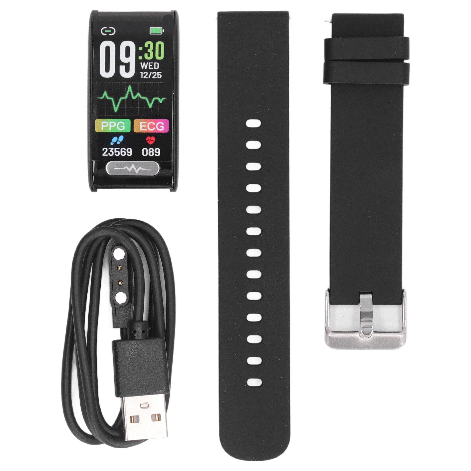 1.47in Screen Smart Watch Blood Glucose Test Sports Modes Health Monitoring Watch Black