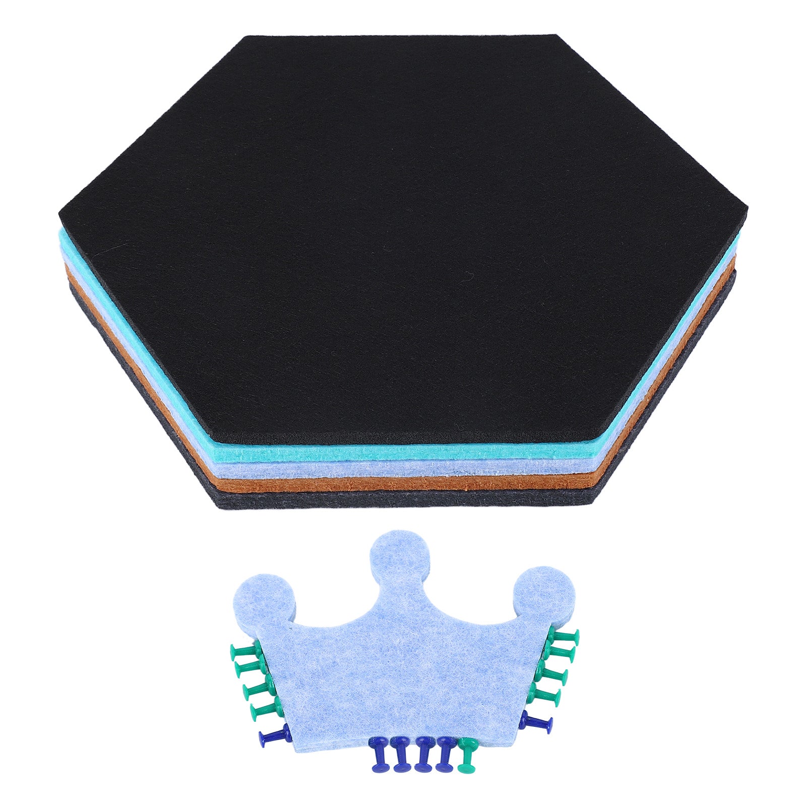 5Pcs Hexagonal Felt Board Assorted Colors Polyester Fiber Self Adhesive Hexagonal Bulletin Board for Home School Office