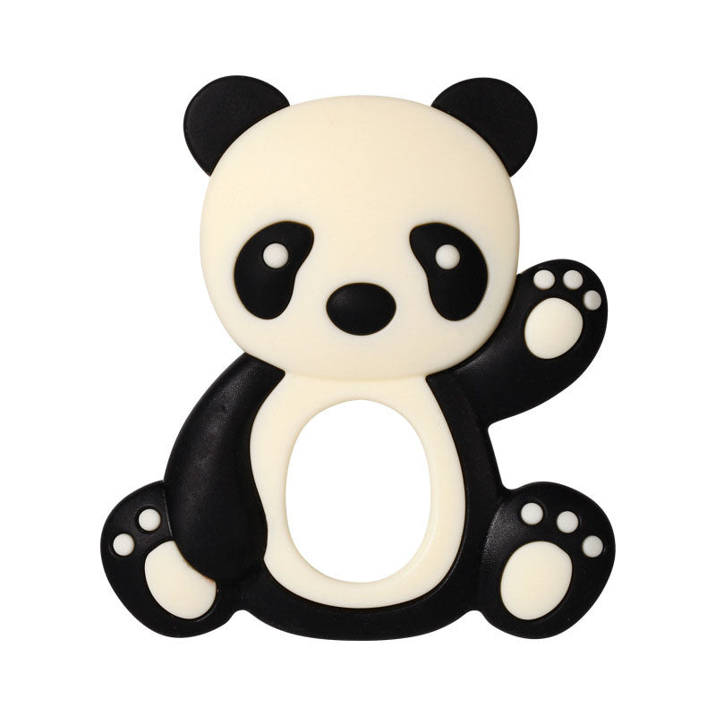 Baby Teether Toy Panda Shaped Teething Silicone Adorable Soothe Tooth Gum Toy for Infants Kids Black