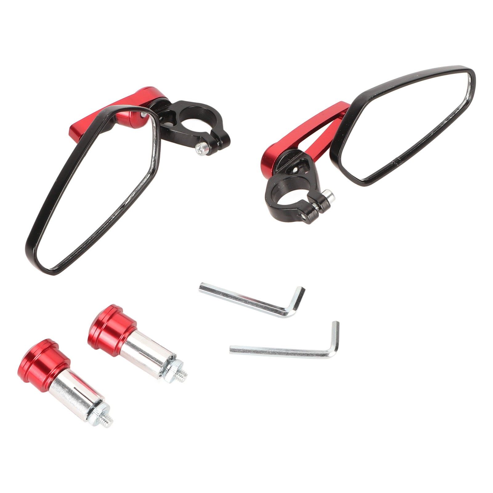 2PCS Motorcycle Rearview Mirror High Definition Clear View Aluminium Alloy Handlebar Side Mirrors for Motorbike Red