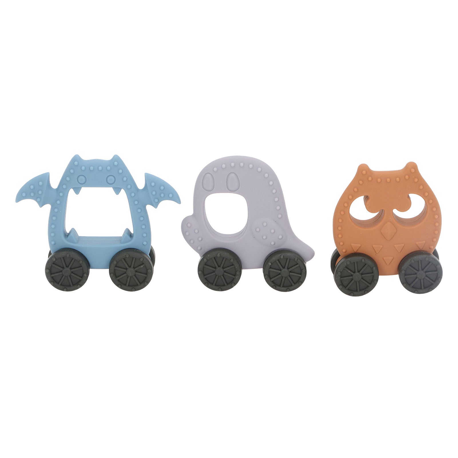 Baby Halloween Teether Toy Kit Halloween Style Teething Chew Silicone Wahsable Teether Chew Toys for Toddlers Infants Halloween Animal Kit ( Ghost, Owl, Scary Animal)