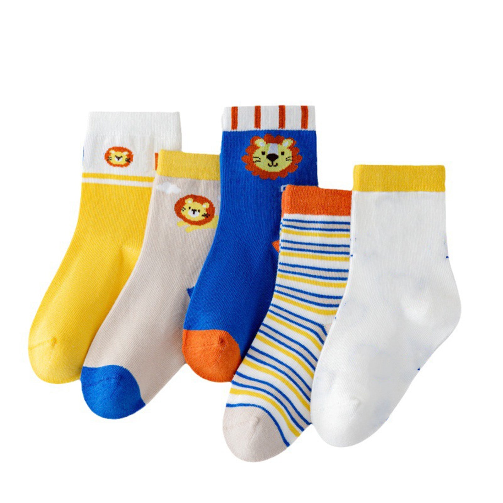 5 Pairs Kids Socks High Ankle Sports Socks Cartoon Pattern Combed Cotton Boys Sock Set for Autumn Winter L (for 6‑8 Years Old)