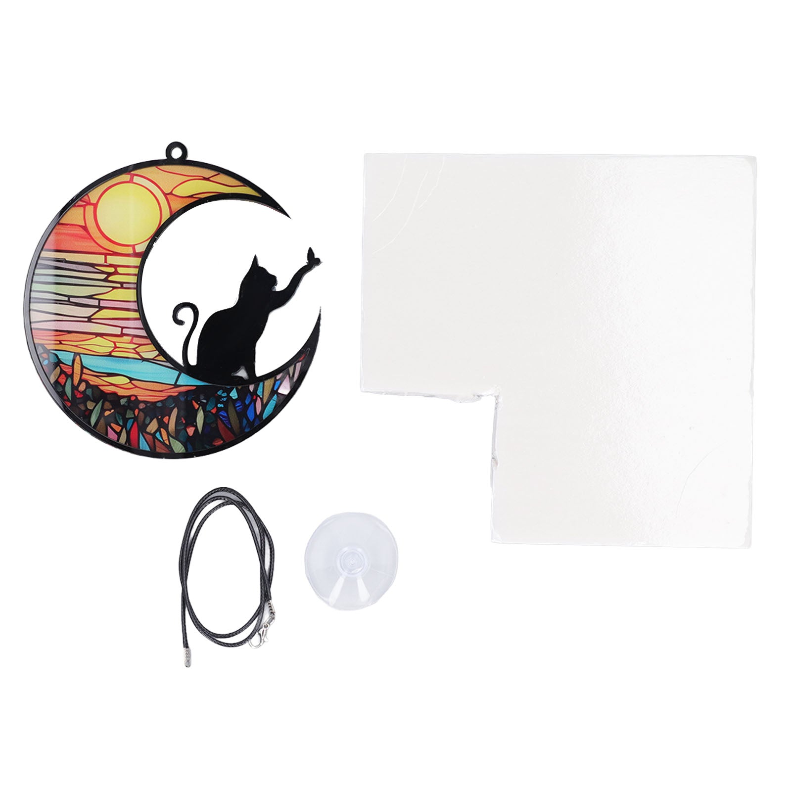 Cat Memorial Suncatcher Stained Glass Window Hanging Colorful UV Printed Acrylic Hanging Ornaments for Loss of Cat Type TYU400