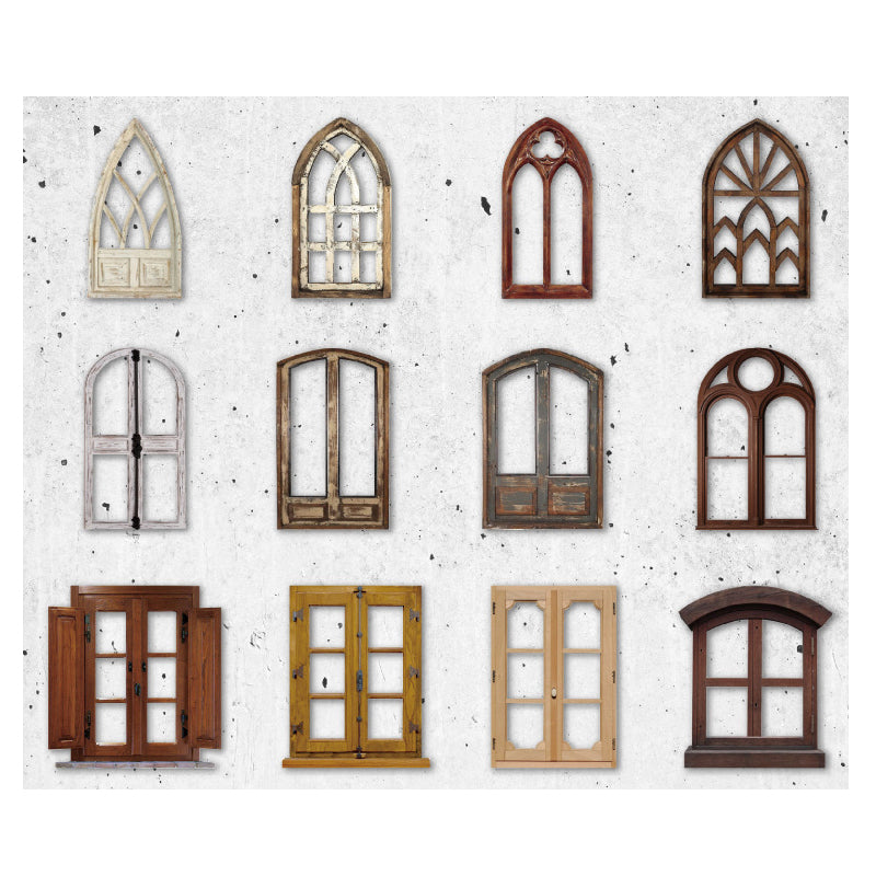 24Pcs Window Paper Collage Card Decorative Vintage Hollow Window Door Material Paper Collage Card for Journal Scrapbooking Type 2
