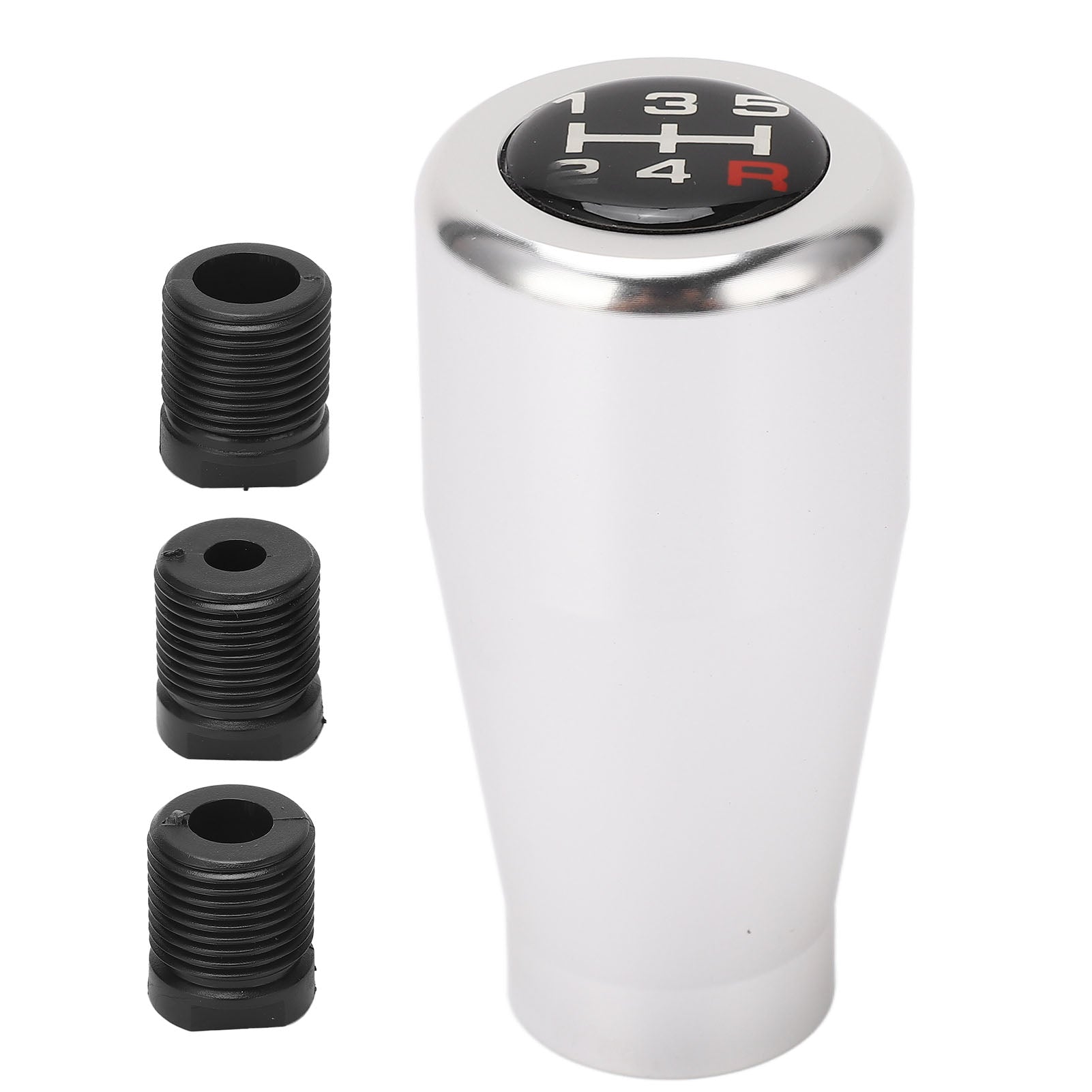 5 Speed Gear Shifter Lever Knob Aluminum Reliable Sturdy M8 M10 M12 Gear Shifter Head for Most Manual Vehicles Silver