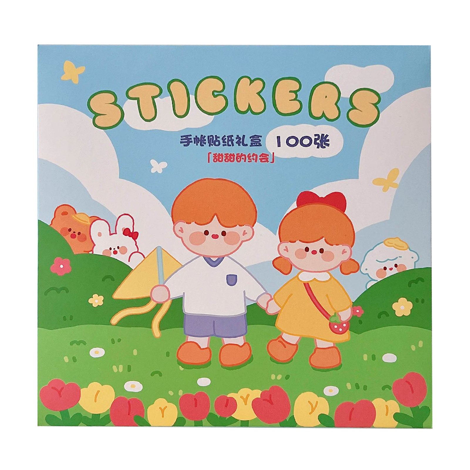100 Sheets Cartoon Character Sticker Waterproof PET Cute Aesthetic Water Bottle Sticker for DIY