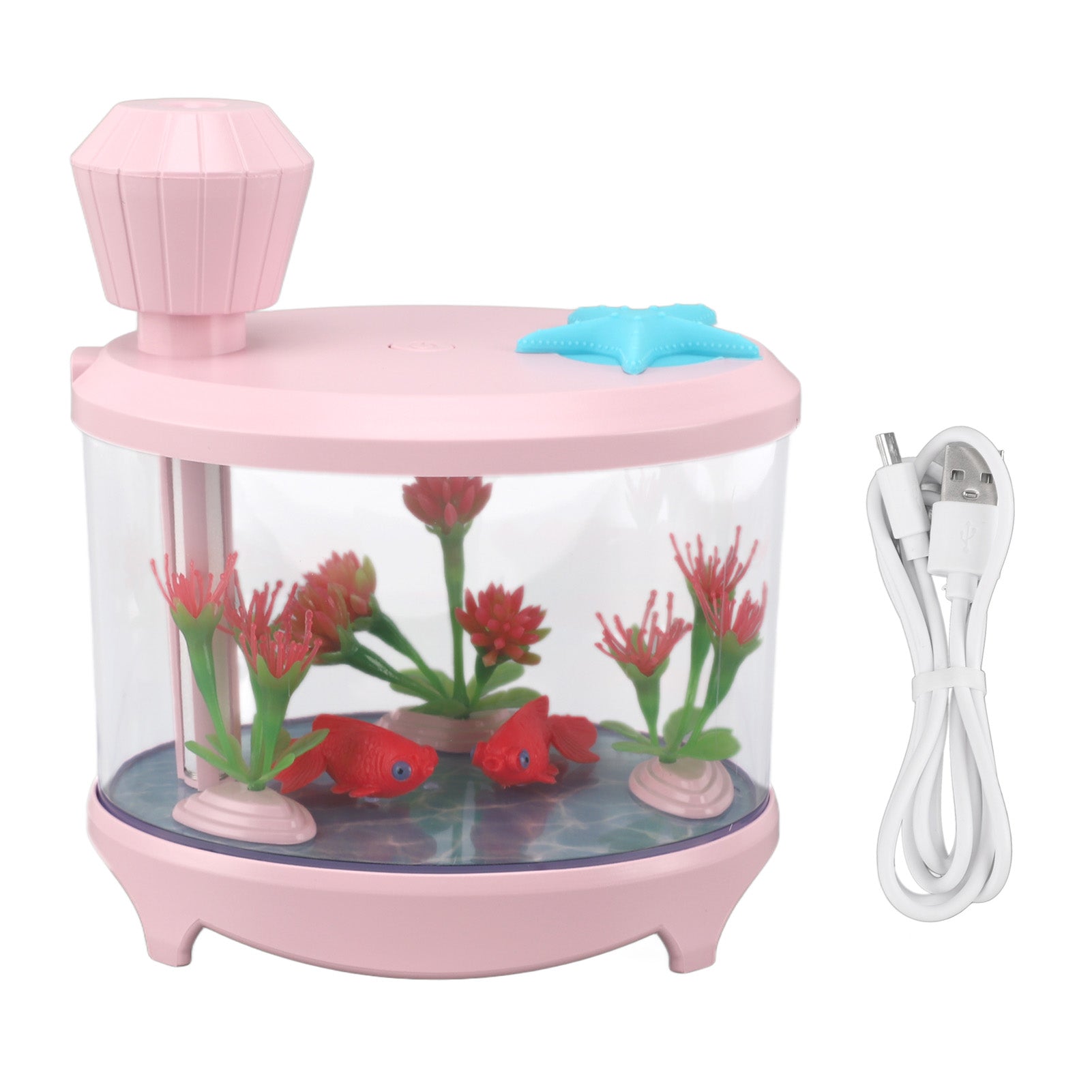 Micro Landscape Humidifier Fish Tank Modeling Ultra Sound USB Low Noise Essential Oil Aromatherapy Humidifier for Car Bedroom Study Room Pink