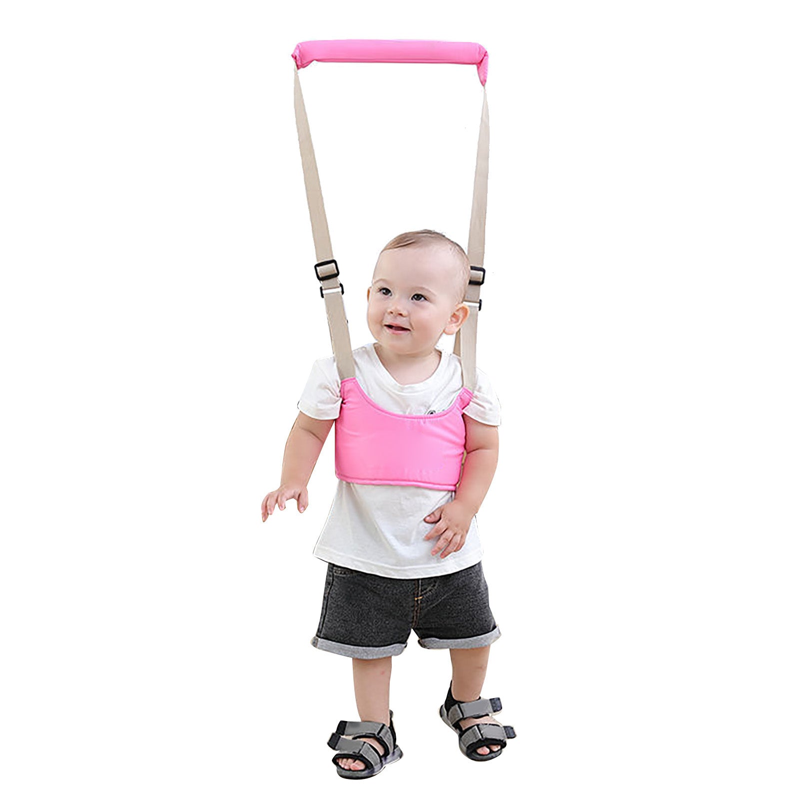 Baby Walking Harness Handheld Adjustable Prevent Lost Absorbent Soft Breathable Toddler Infant Walking Harness Pink