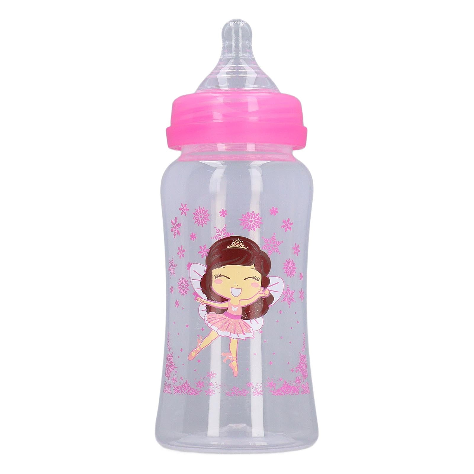 300ml Baby Bottle Wide Neck Cute Cartoon Pattern PP Safe Baby Milk Feeding Bottle for Infant Newborn Boys Girls Pink