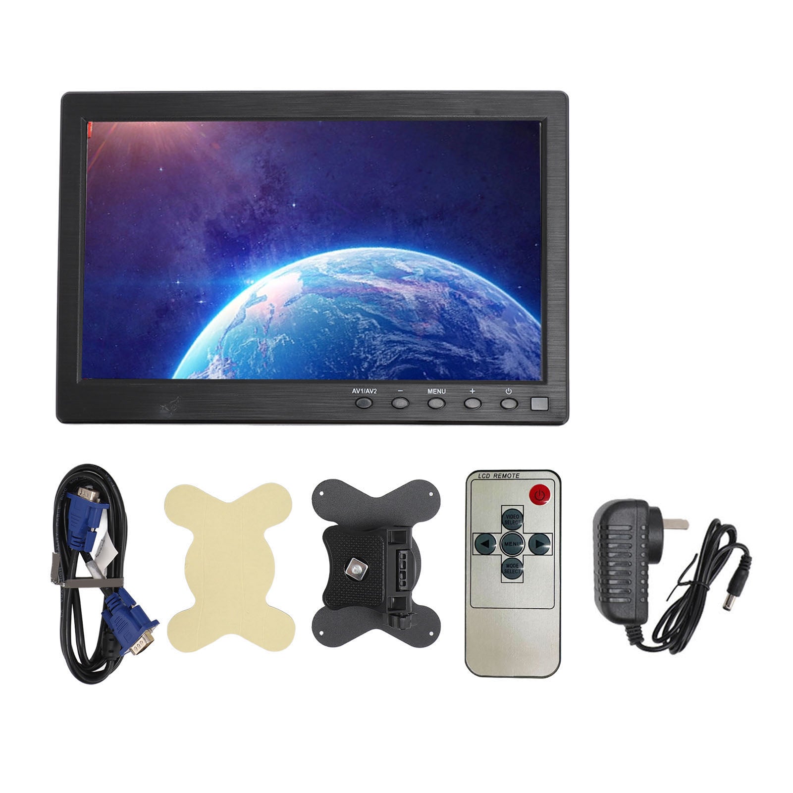 10.1 Inch Monitor Portable 1024X600 Resolution HD IPS Display Remote Control Built in Speaker USB Monitor for PC CCTV POS System AU Plug