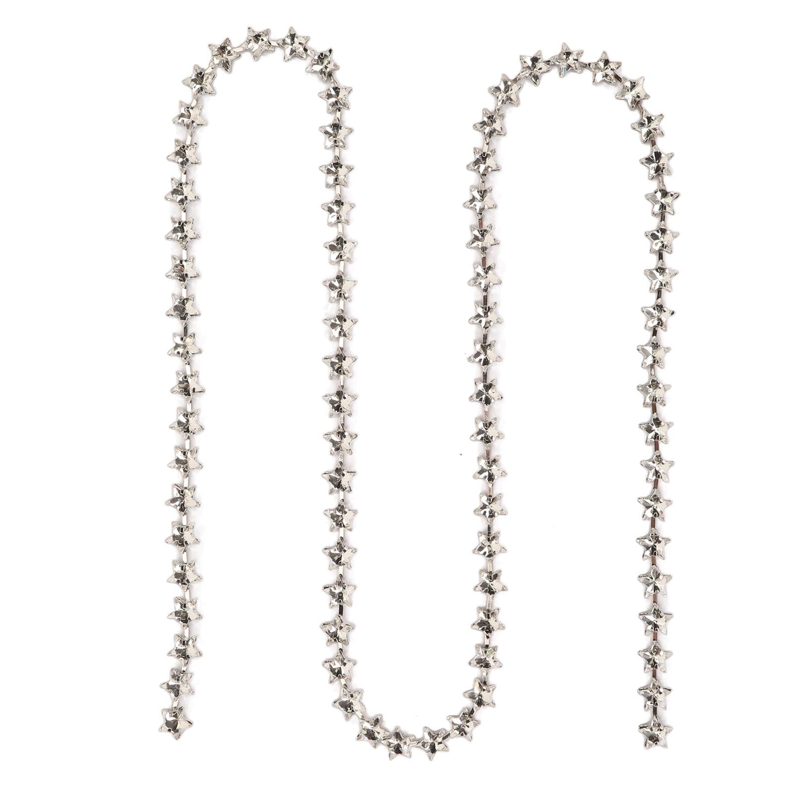 1 Yard Star Rhinestone Trim Chain 0.4in Width DIY Cuttable Crystal Rhinestone Claw Chain DIY Decoration Rhinestone Chain White