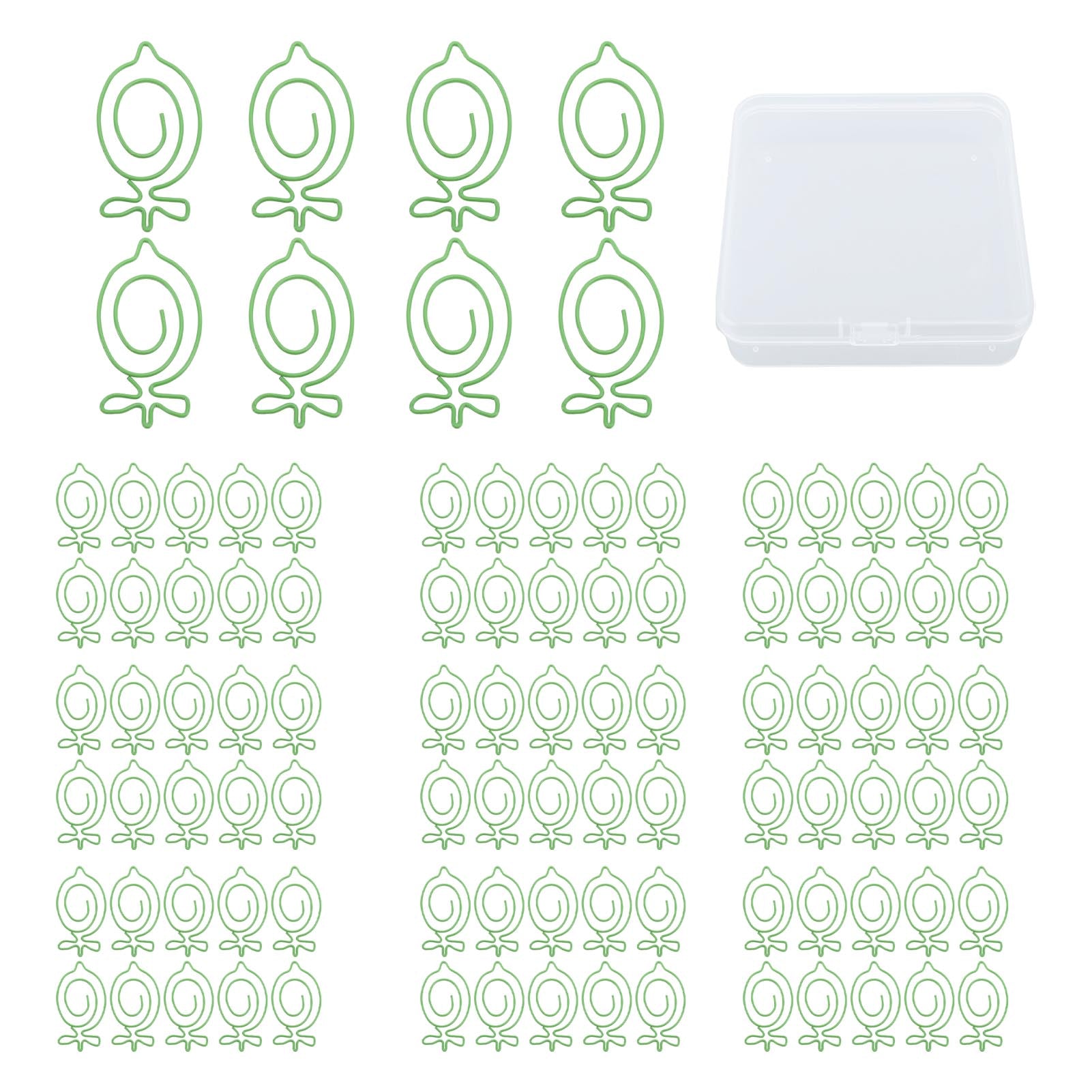 100Pcs Cute Paper Clips Lovely Fruit Design Exquisite Color Wide Application Kids Paper Clips for Office School Home Green Lemon