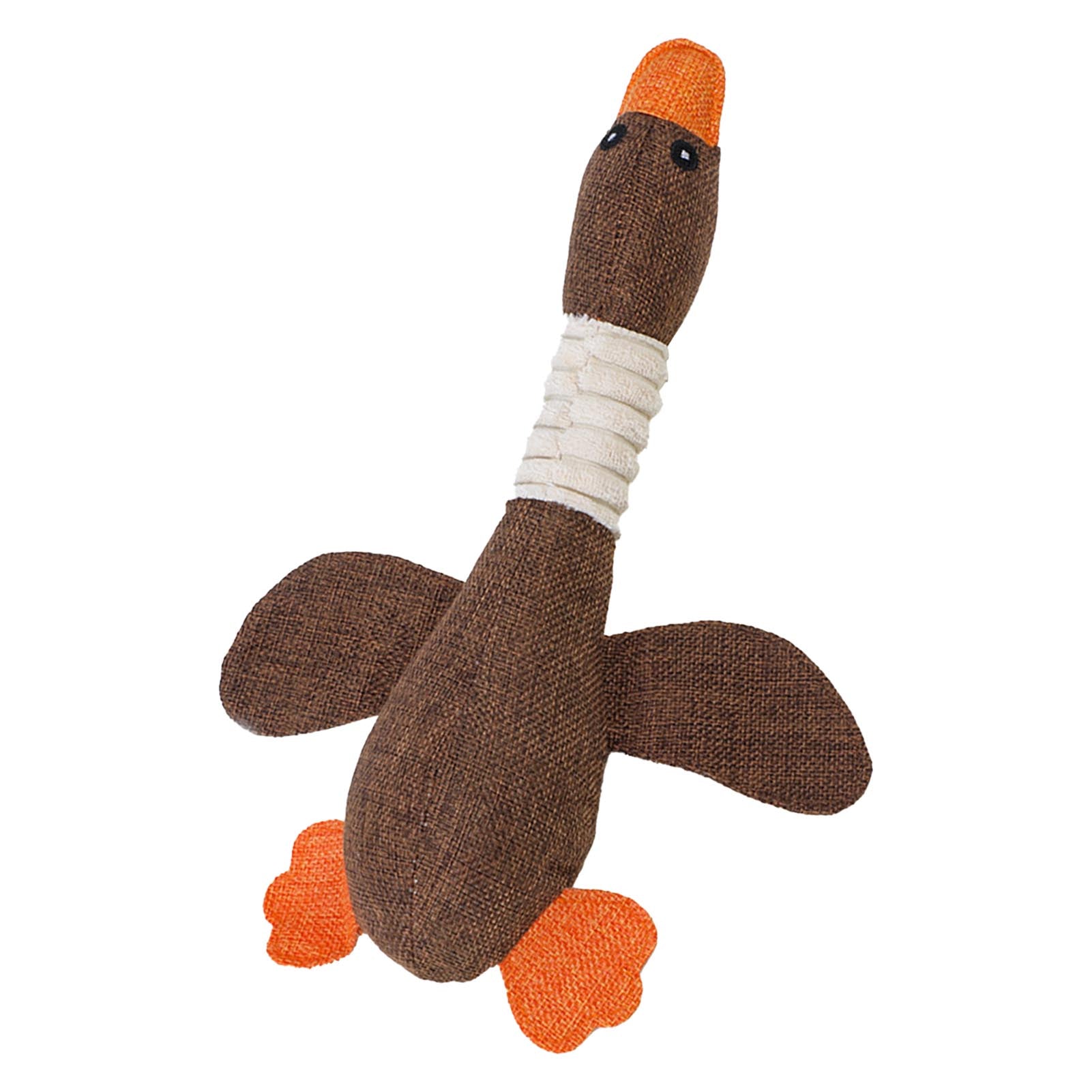 Dog Stuffed Toys Wild Geese Shape Soft Linen Squeaky Pet Chew Toys for Dog Cat Chewing and Teeth Cleaning Coffee