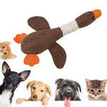 Dog Stuffed Toys Wild Geese Shape Soft Linen Squeaky Pet Chew Toys for Dog Cat Chewing and Teeth Cleaning Coffee